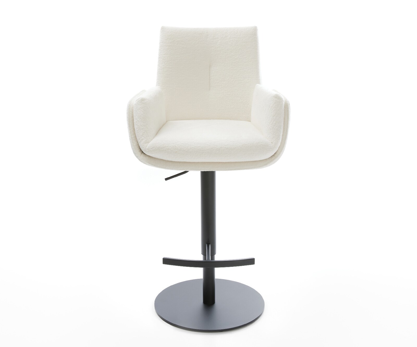 Chaise-de-bar Clea-Flex Bouclé doux Beige Pied pivotant réglable en hauteur Noir Noir 1