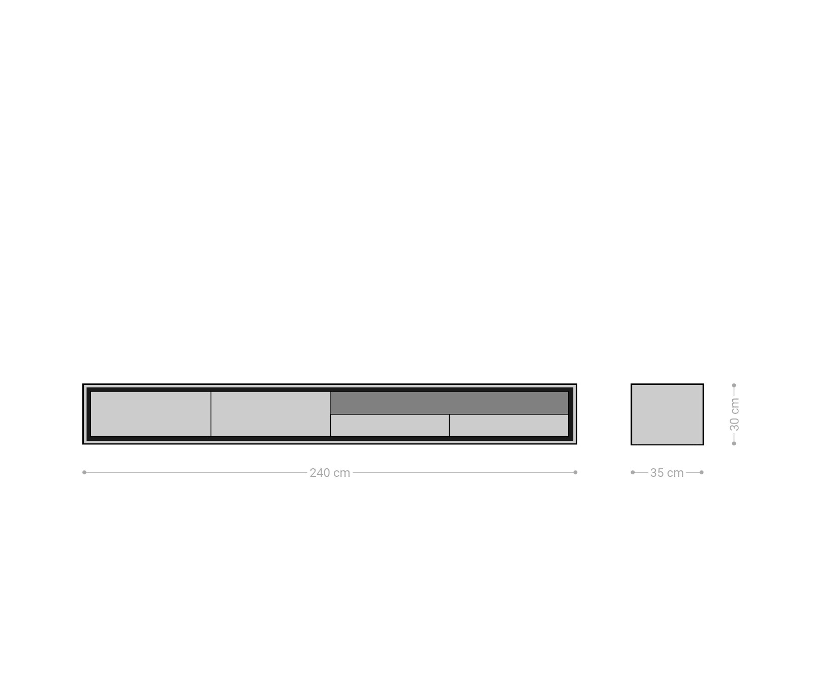 Buffet bas Stonegrace 240 cm acacia nature 2 portes 1 compartiment 2 tiroirs placage en pierre flottant 7