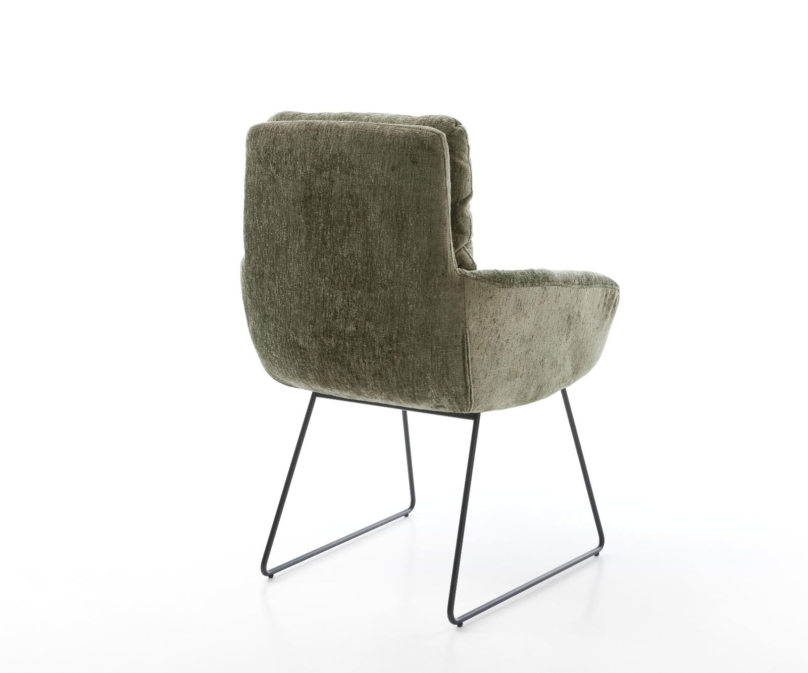 Esszimmerstuhl Abelia-Flex mit Armlehnen Chenille Olive Kufengestell Schwarz 4 Esszimmerstuhl Abelia-Flex mit Armlehnen Chenille Olive Kufengestell Schwarz 4