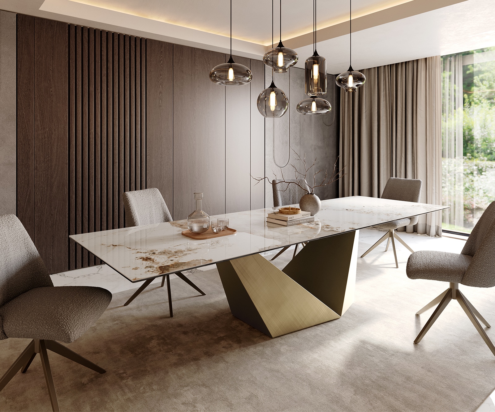 Esstisch Edge 300x100 Keramik Minas Melange Weiß-Beige Prisma Metallic Gold 1 Esstisch Edge 300x100 Keramik Minas Melange Weiß-Beige Prisma Metallic Gold 1