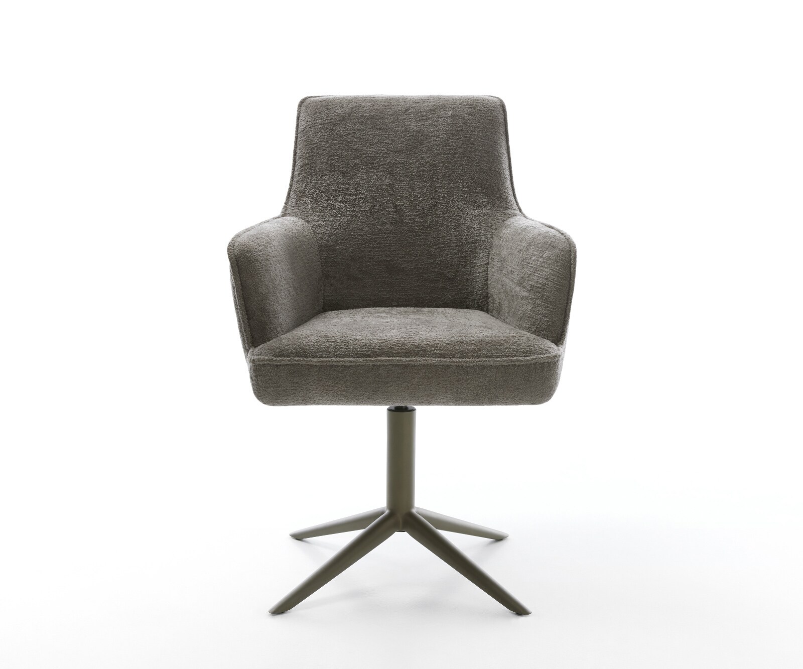 Drehstuhl Heira-Flex mit Armlehnen Bouclé Soft Schlamm Fußkreuz Effektfinish Titan 360° drehbar Wippfunktion Taschenfederkern 2