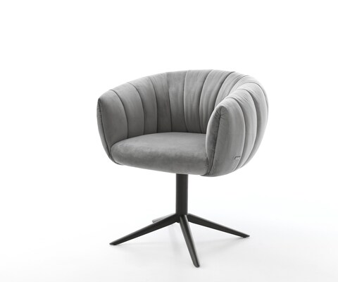 Chaise-pivotante Jada-Flex velours gris pied croisé angulaire noir pivotement sur 360° fonction bascule ressorts ensachés