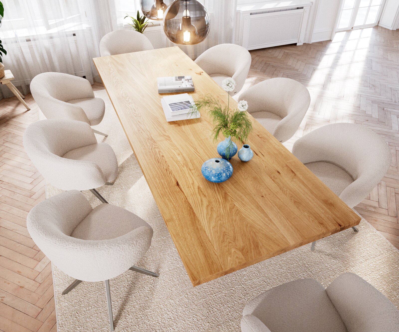Esstisch Edge 300x100 Eiche Natur Pilier Edelstahl gebürstet 3