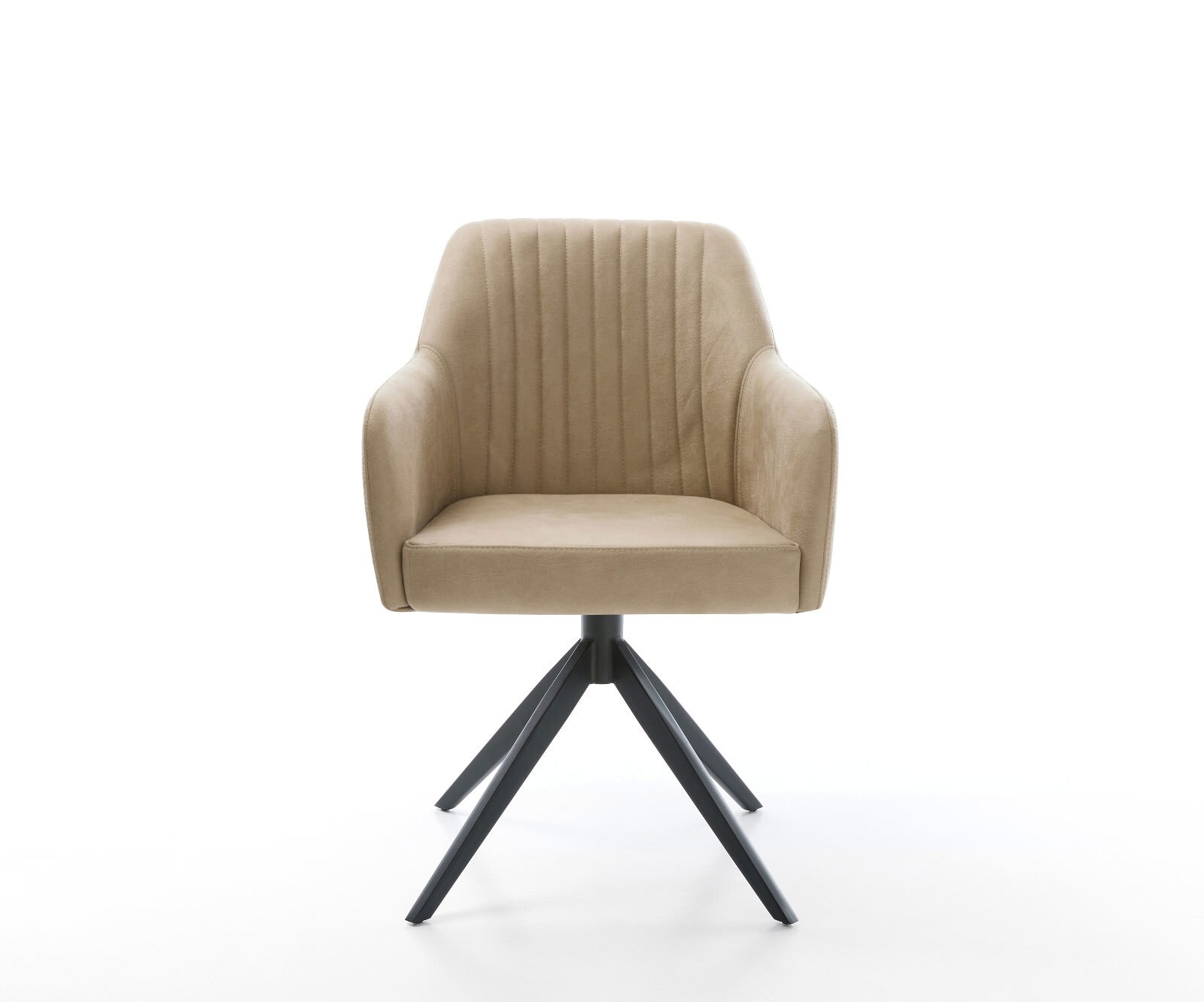 Drehstuhl Greg-Flex Mikrofaser Beige Vintage Kreuzgestell breit Schwarz 360° drehbar Wippfunktion Taschenfederkern 1