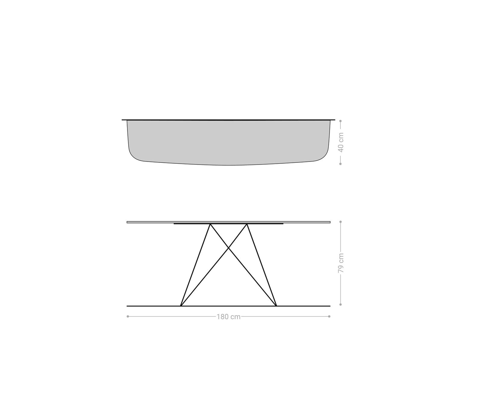 Console Edge forme bateau 180x40 cm Céramique Calacatta Luxe Weiß-Gold-Gris Velio Métal Effektfinish Titan 7