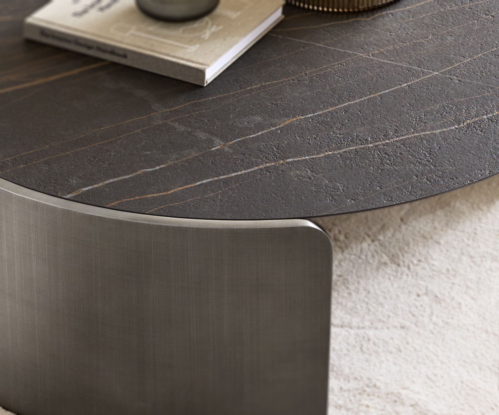 Couchtisch Haru 90x35 cm Keramik Laminam® Noir Desir Braun Metallic Silber 2 Couchtisch Haru 90x35 cm Keramik Laminam® Noir Desir Braun Metallic Silber 2