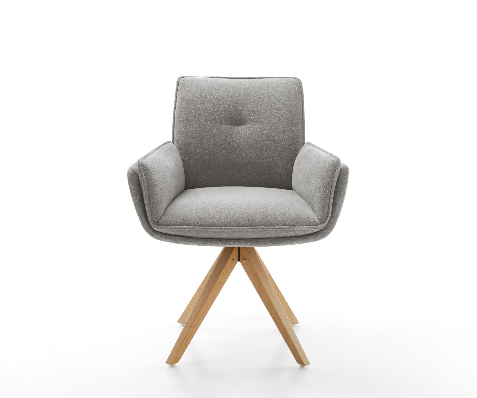 Drehstuhl Nela-Flex Strukturstoff Soft Grau Holzgestell kantig Natur 360° drehbar 2
