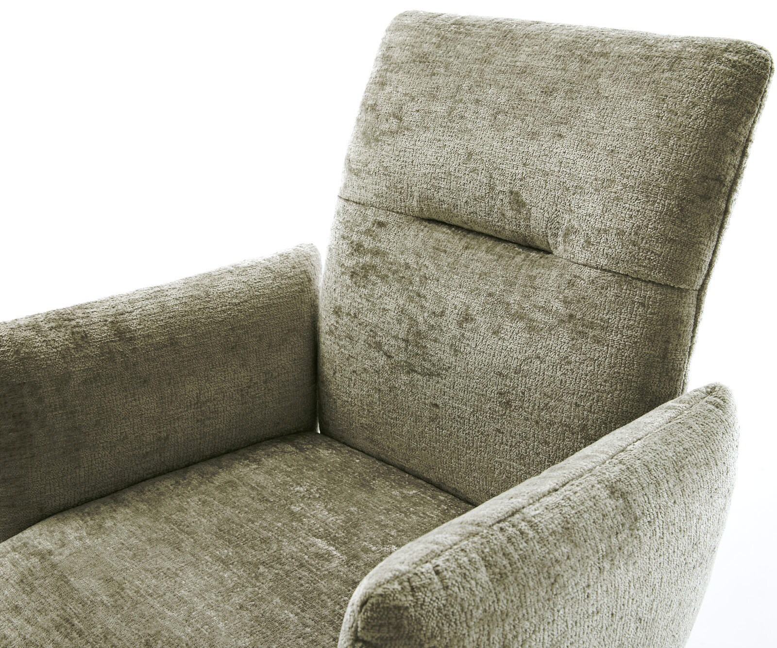 Drehstuhl Jova-Flex mit Armlehnen Chenille Olive Kreuzgestell breit Schwarz 360° drehbar Wippfunktion Taschenfederkern 4