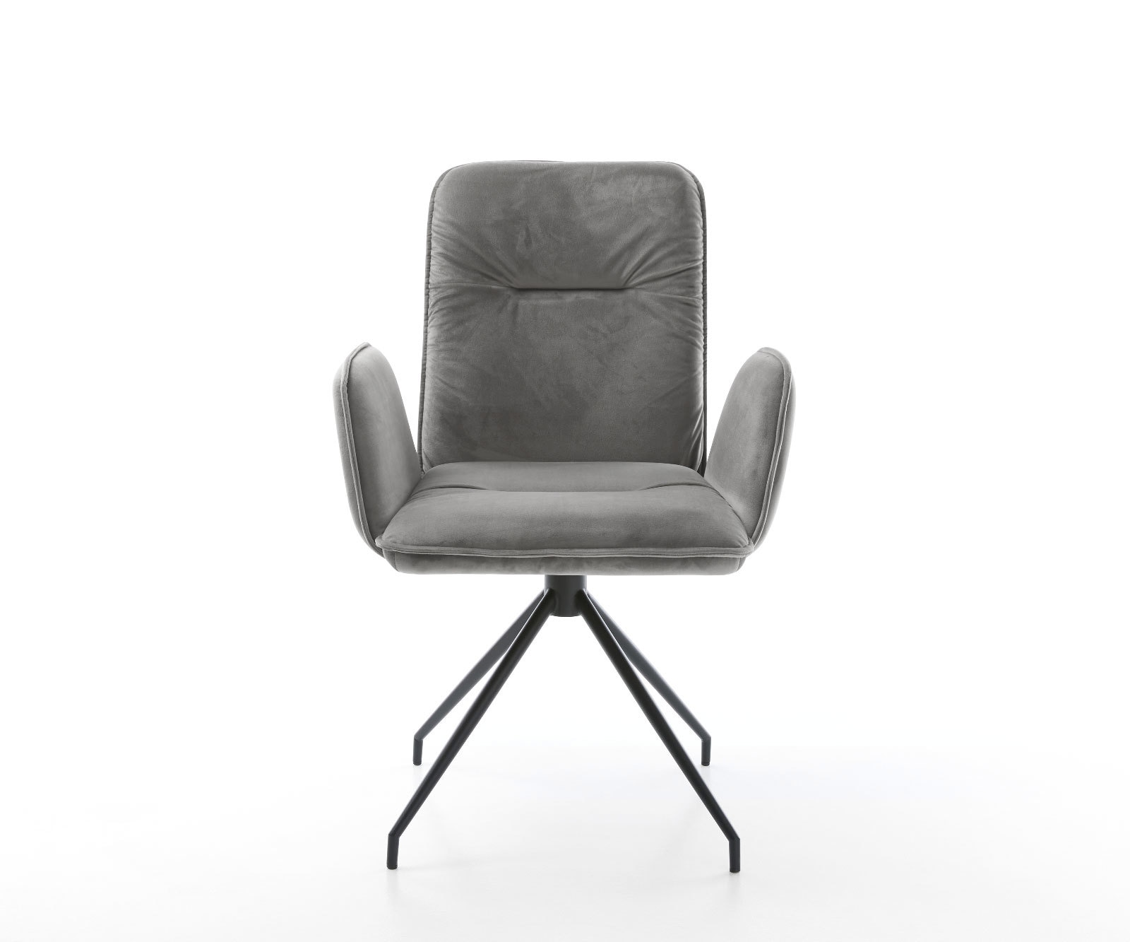 Esszimmerstuhl Vinja-Flex Samt Grau Kreuzgestell konisch Schwarz 1 Esszimmerstuhl Vinja-Flex Samt Grau Kreuzgestell konisch Schwarz 1