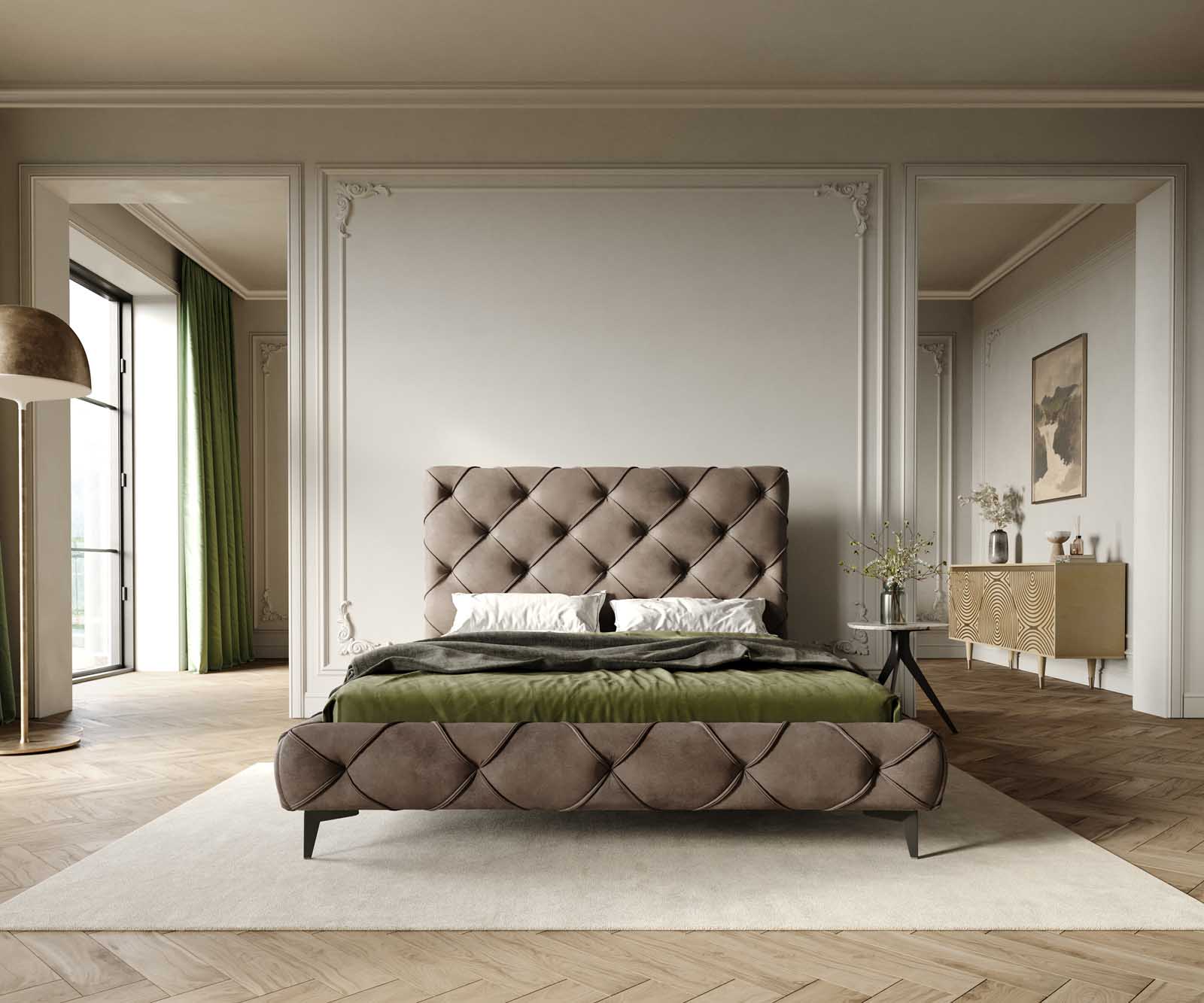 Polsterbettgestell Nayara 140x200 cm Mikrofaser Taupe Vintage 1 Polsterbettgestell Nayara 140x200 cm Mikrofaser Taupe Vintage 1