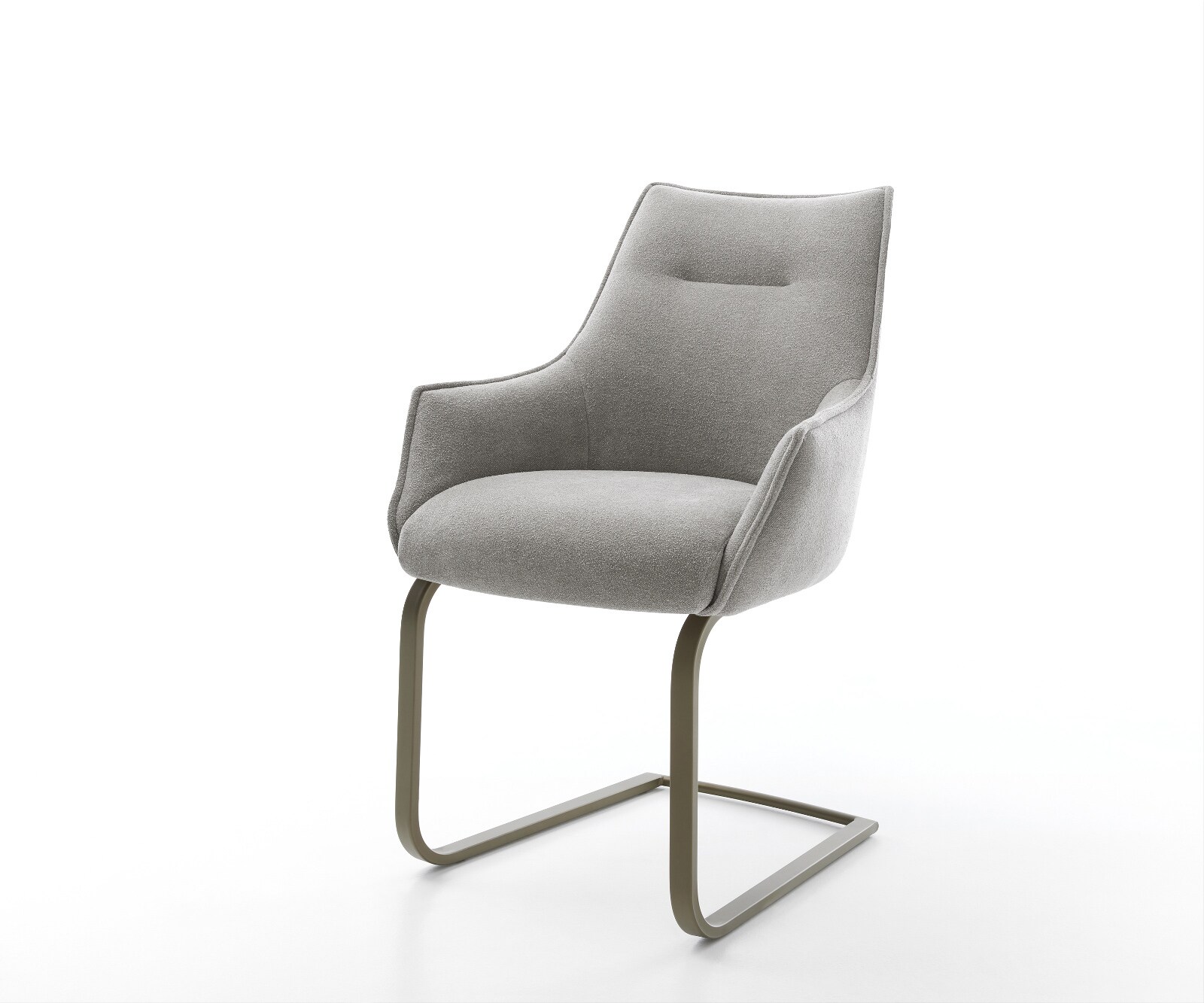 Cantilever Alja-Flex avec accoudoirs tissu structuré doux gris pied cantilever plat aspect titane resorts ensachés 1