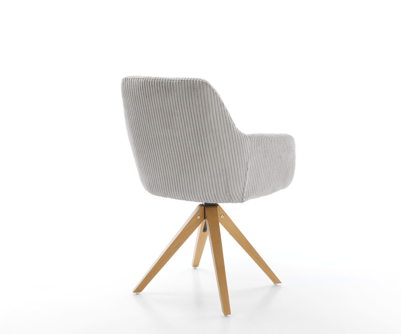 Chaise-de-salle-à-manger Pejo-Flex côtelé gris argenté pied en bois angulaire naturel ressorts ensachés 4 Chaise-de-salle-à-manger Pejo-Flex côtelé gris argenté pied en bois angulaire naturel ressorts ensachés 4