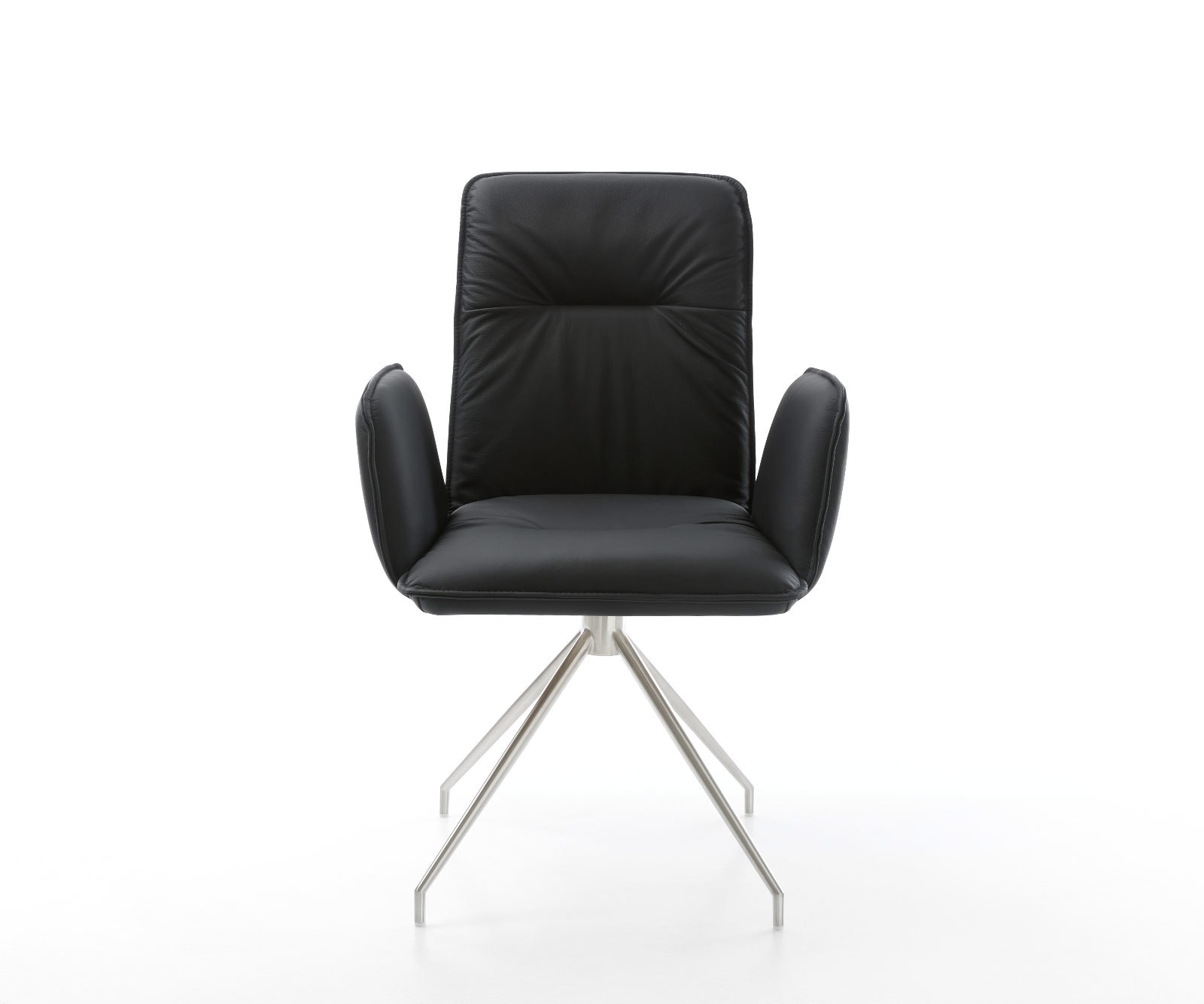 Esszimmerstuhl Vinja-Flex Echt-Leder Schwarz Kreuzgestell konisch Edelstahl 1 Esszimmerstuhl Vinja-Flex Echt-Leder Schwarz Kreuzgestell konisch Edelstahl 1