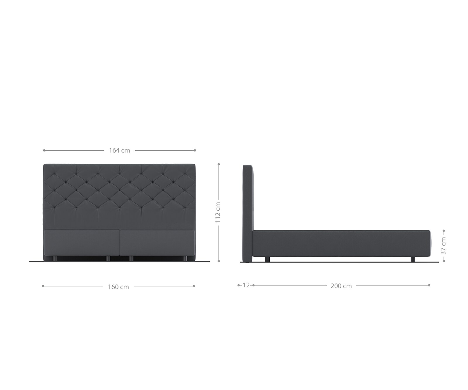 Boxspringgestell Dream-Great 160x200 cm Mikrofaser Schwarz 2