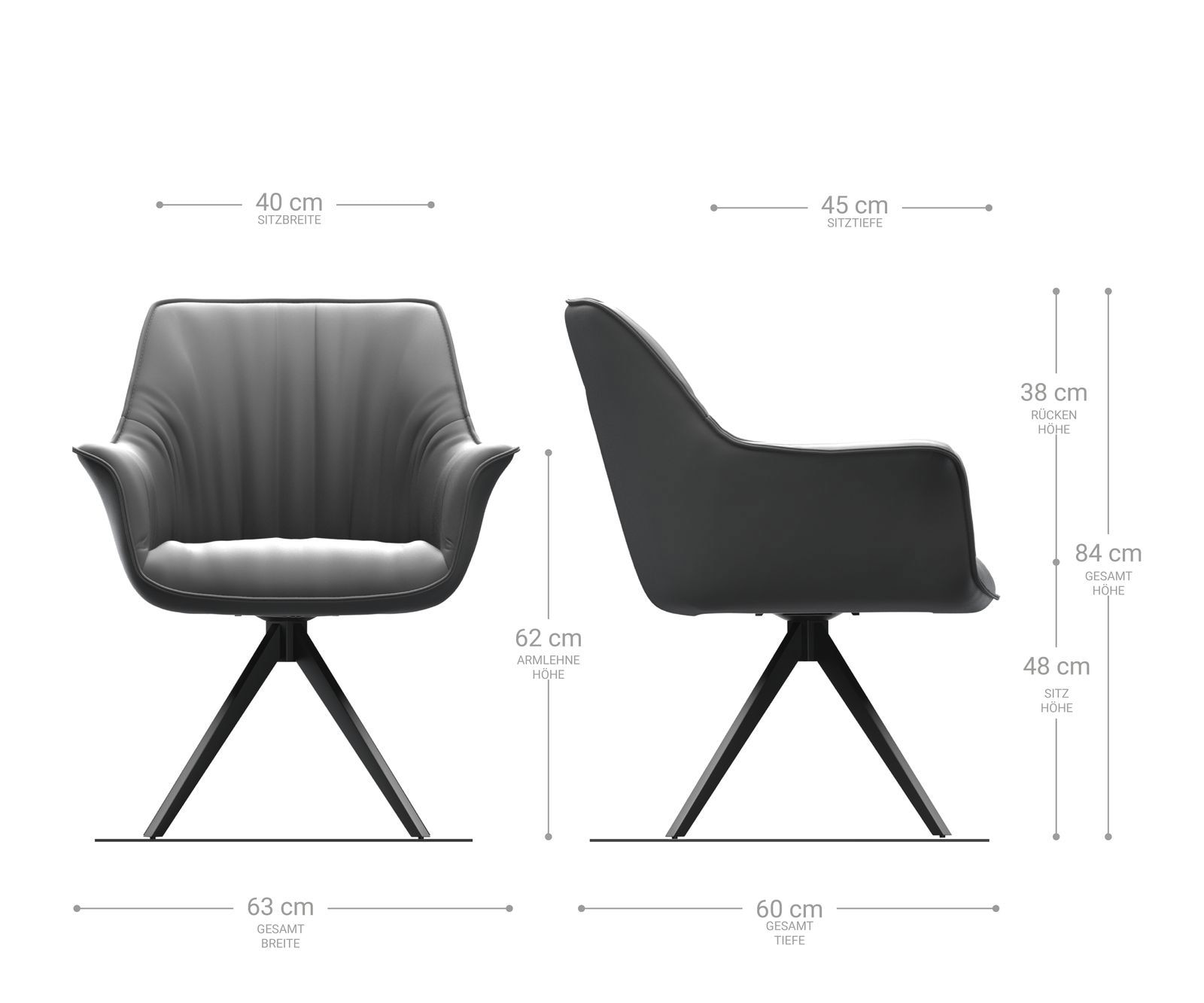 Esszimmerstuhl Keila-Flex mit Armlehnen Samt Grau Kreuzgestell kantig Schwarz 1 Esszimmerstuhl Keila-Flex mit Armlehnen Samt Grau Kreuzgestell kantig Schwarz 1