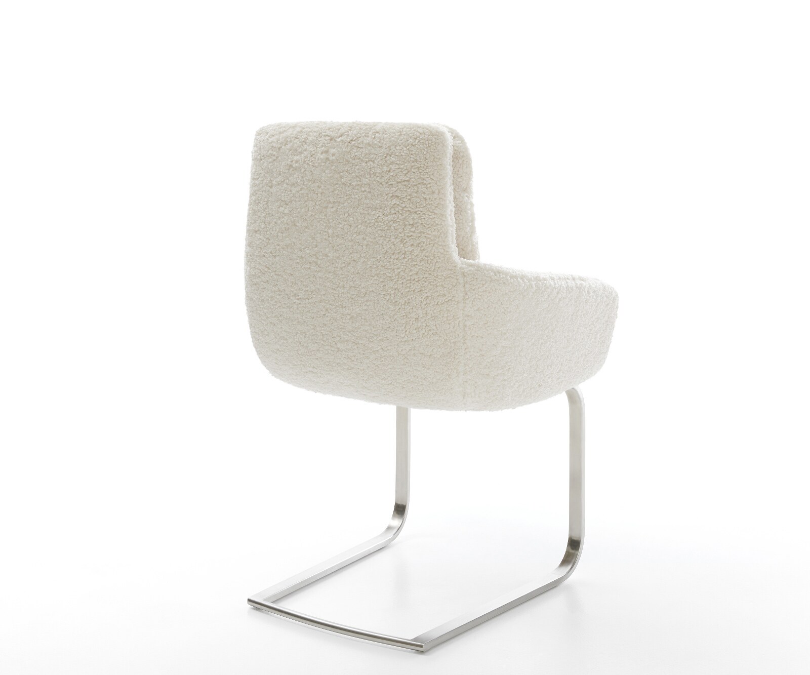 Cantilever Abelia-Flex avec accoudoirs tissu teddy beige pied cantilever plat acier inoxydable 4