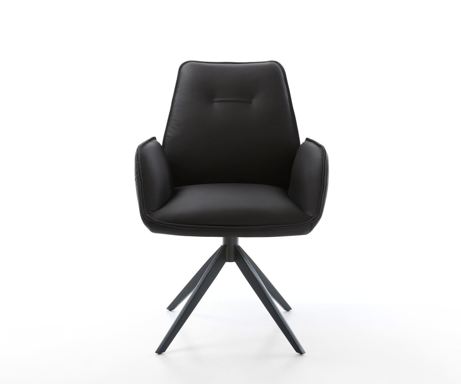 Chaise-pivotante Zoa-Flex cuir de vache noir pied croisé large noir pivotement sur 360° fonction bascule ressorts ensachés 1