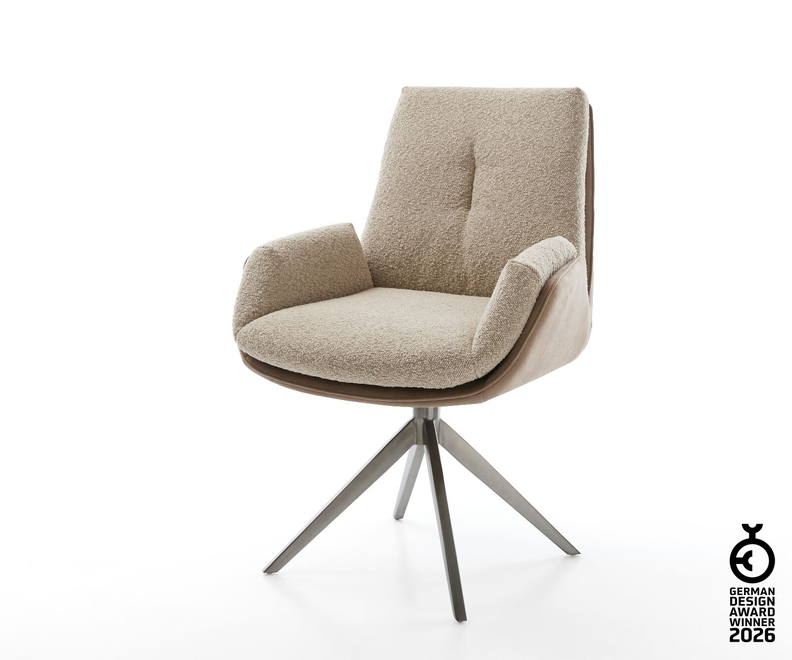 Drehstuhl Clea-Flex Materialmix Schlamm Kreuzgestell breit Graphit 360° drehbar Wippfunktion