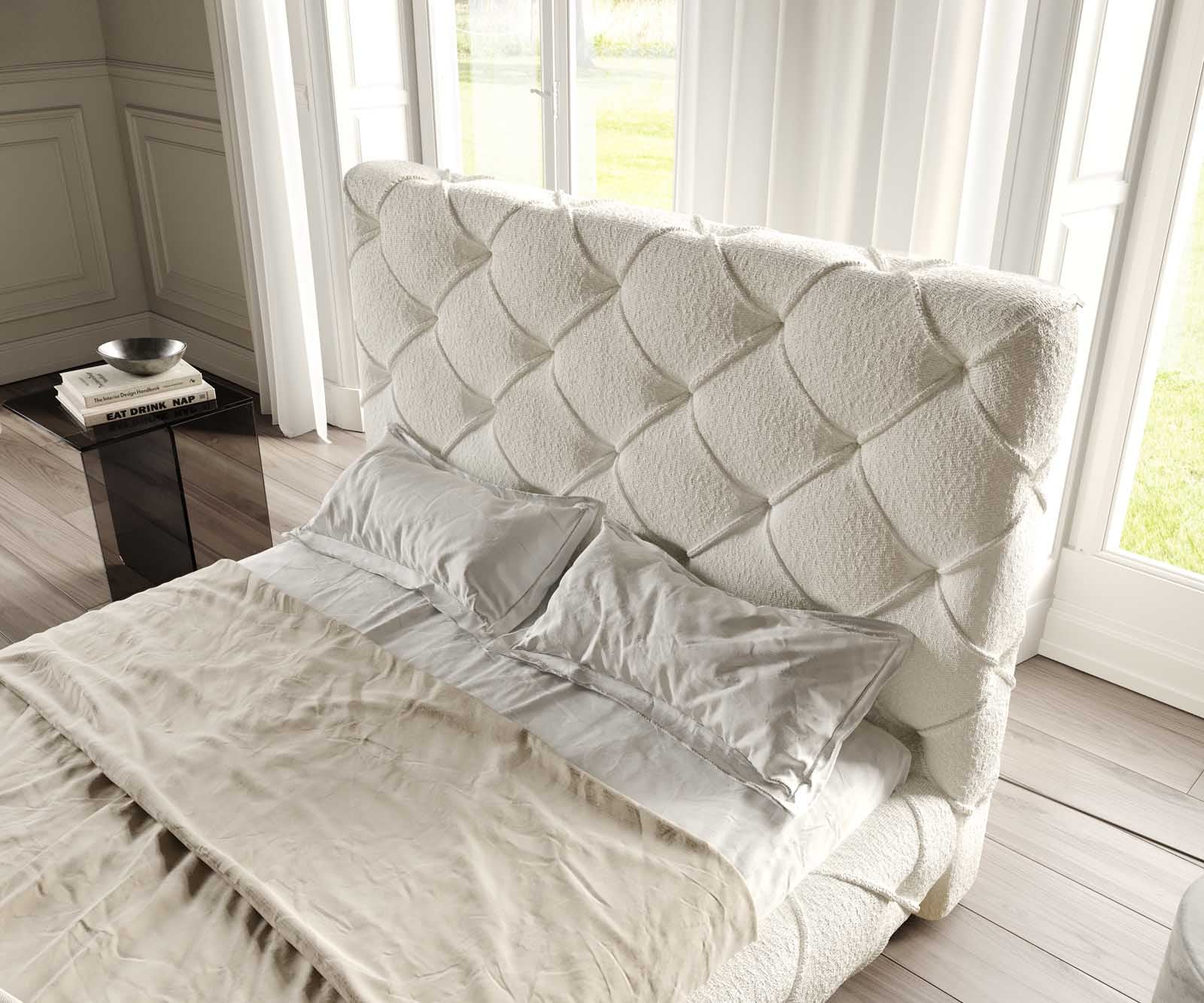 Polsterbettgestell Nayara 140x200 cm Bouclé Creme-Weiß 4 Polsterbettgestell Nayara 140x200 cm Bouclé Creme-Weiß 4