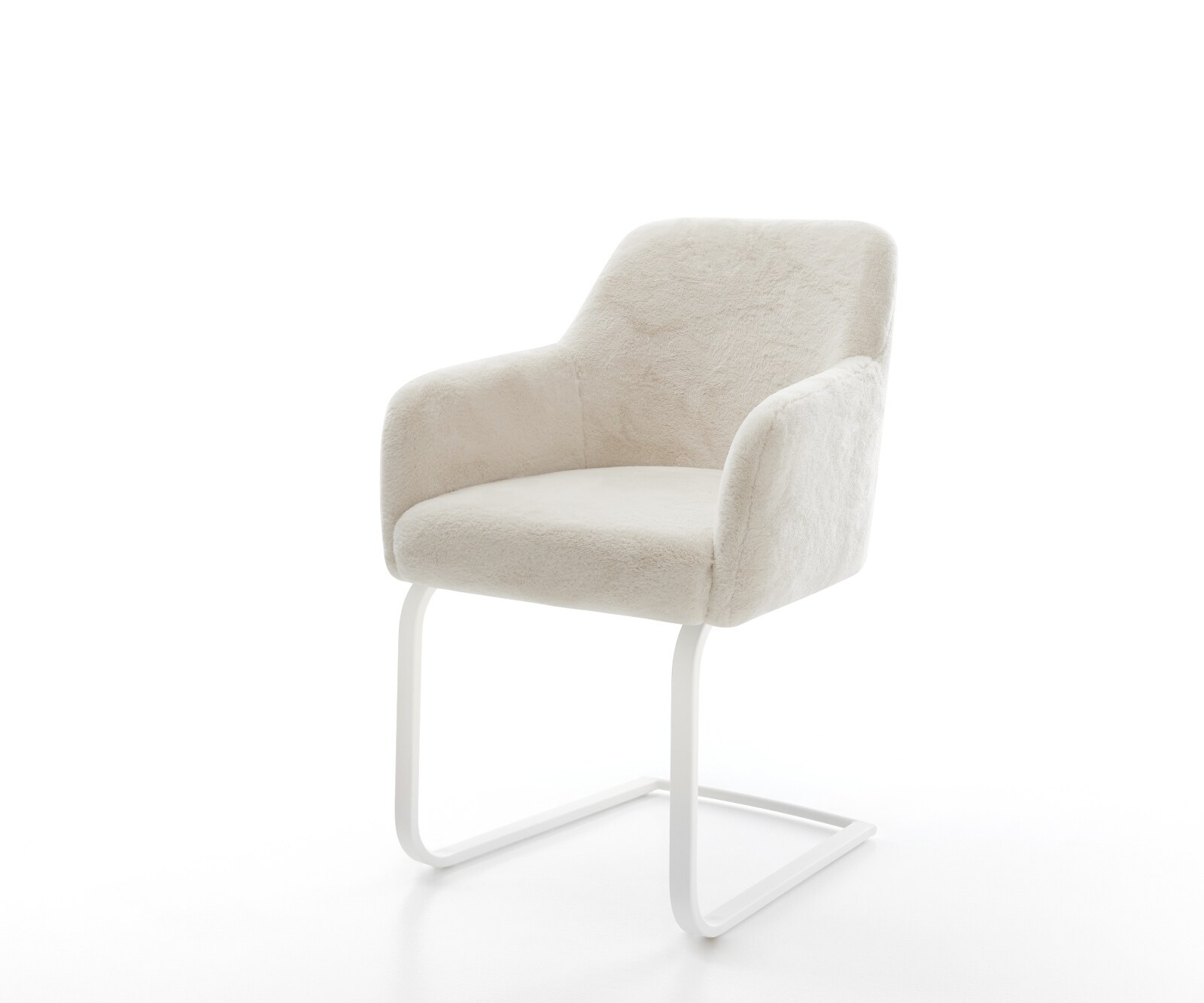 Freischwinger Greg-Flex Plüsch Creme-Weiß Freischwinger flach Weiß Taschenfederkern