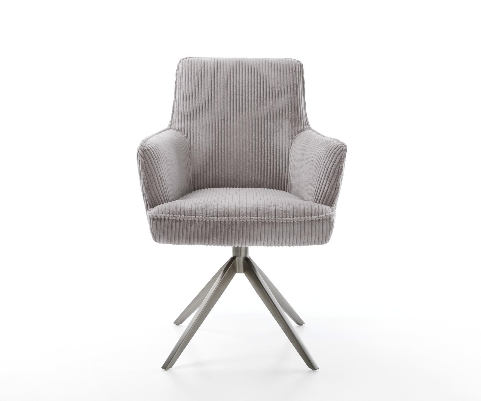 Drehstuhl Heira-Flex mit Armlehnen Cord Silbergrau Kreuzgestell breit Graphit 360° drehbar Wippfunktion Taschenfederkern 1