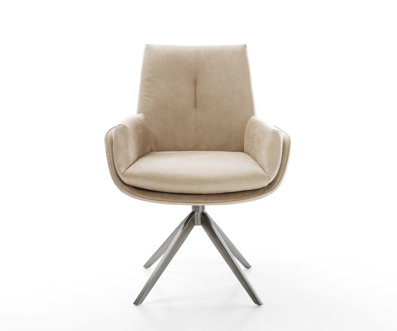 Drehstuhl Clea-Flex Mikrofaser Beige Vintage Kreuzgestell breit Graphit 360° drehbar Wippfunktion 3