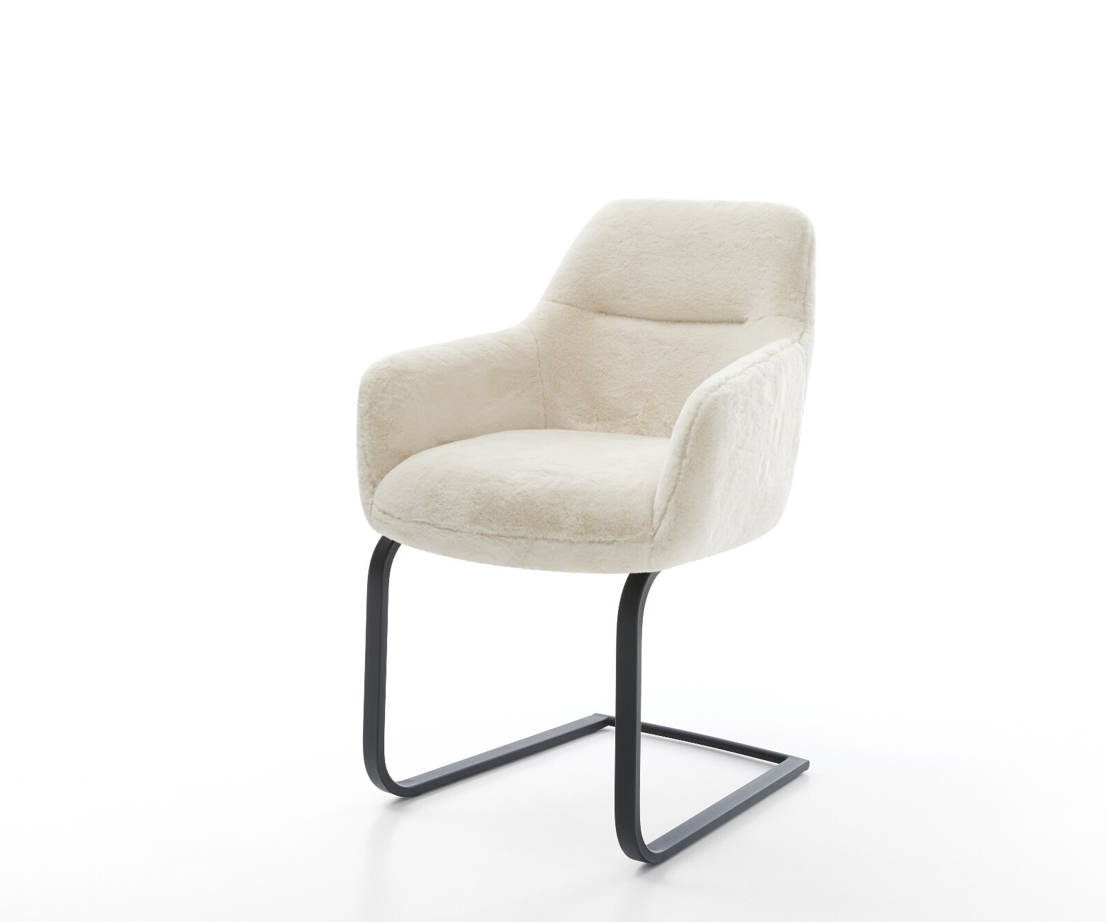 Cantilever Pejo-Flex peluche crème-blanc pied cantilever plat noir resorts ensachés 1