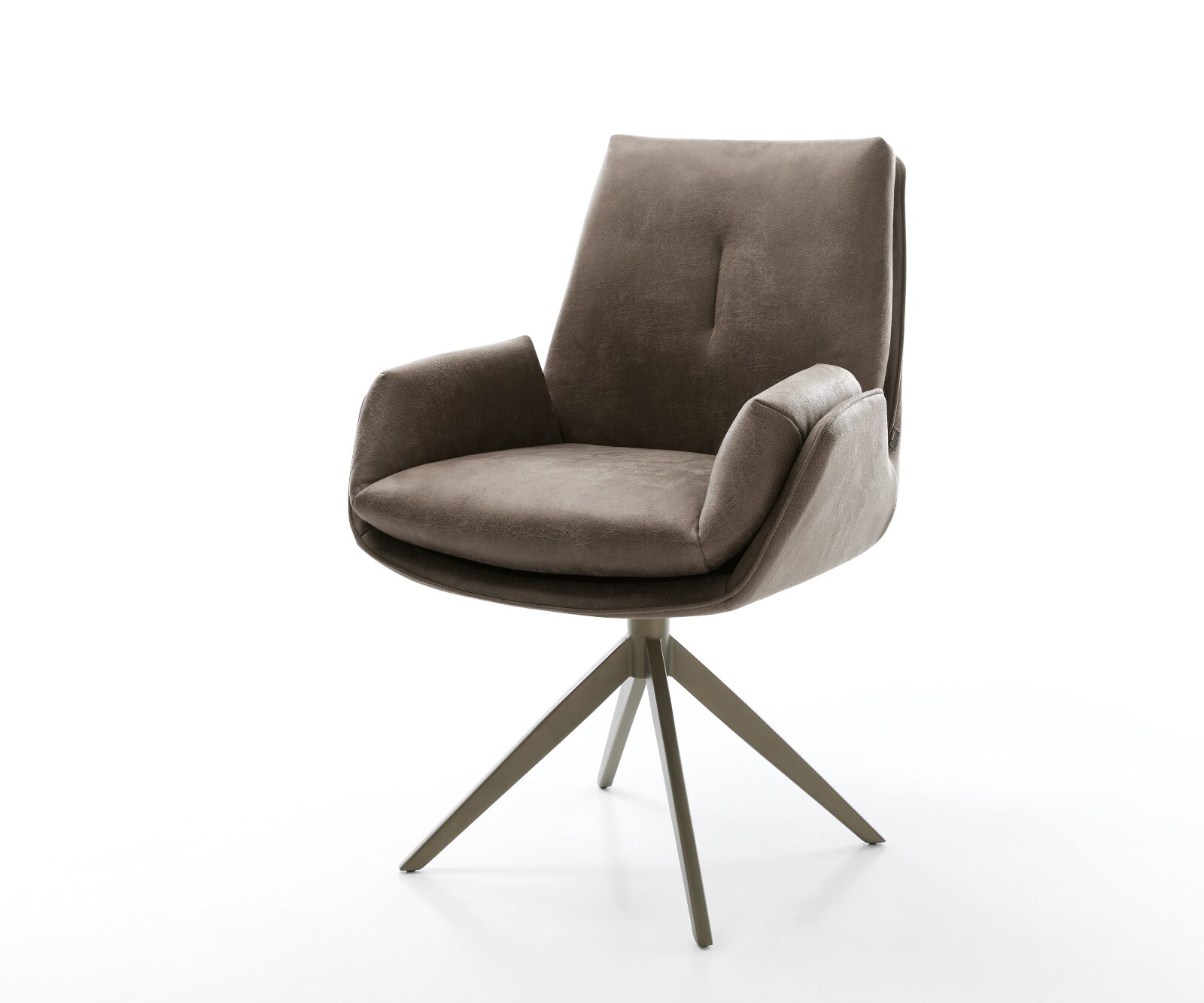 Drehstuhl Clea-Flex Mikrofaser Taupe Vintage Kreuzgestell breit Effektfinish Titan 360° drehbar Wippfunktion