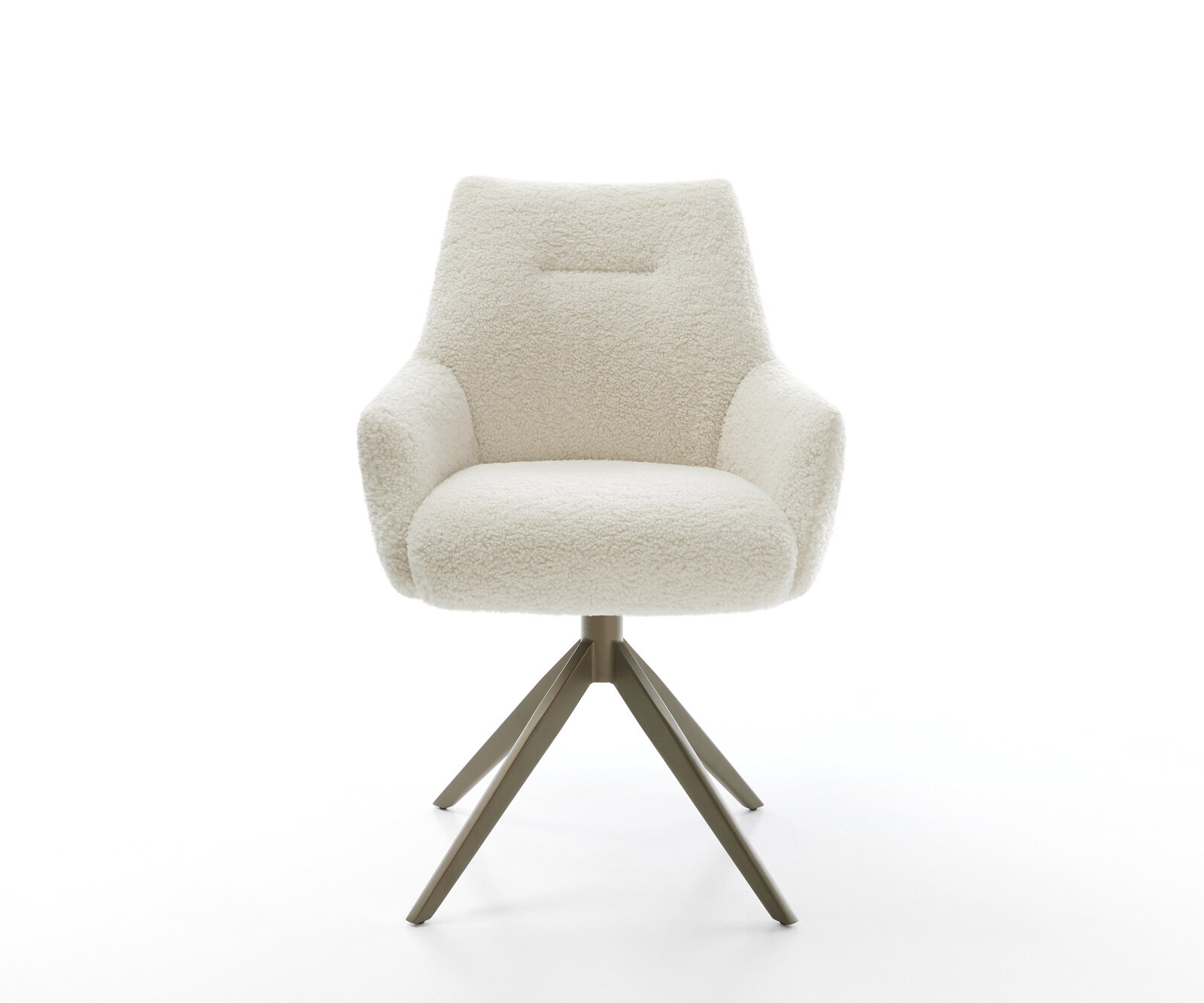 Drehstuhl Alja-Flex mit Armlehnen Teddystoff Beige Kreuzgestell breit Effektfinish Titan 360° drehbar Wippfunktion Taschenfederkern 1