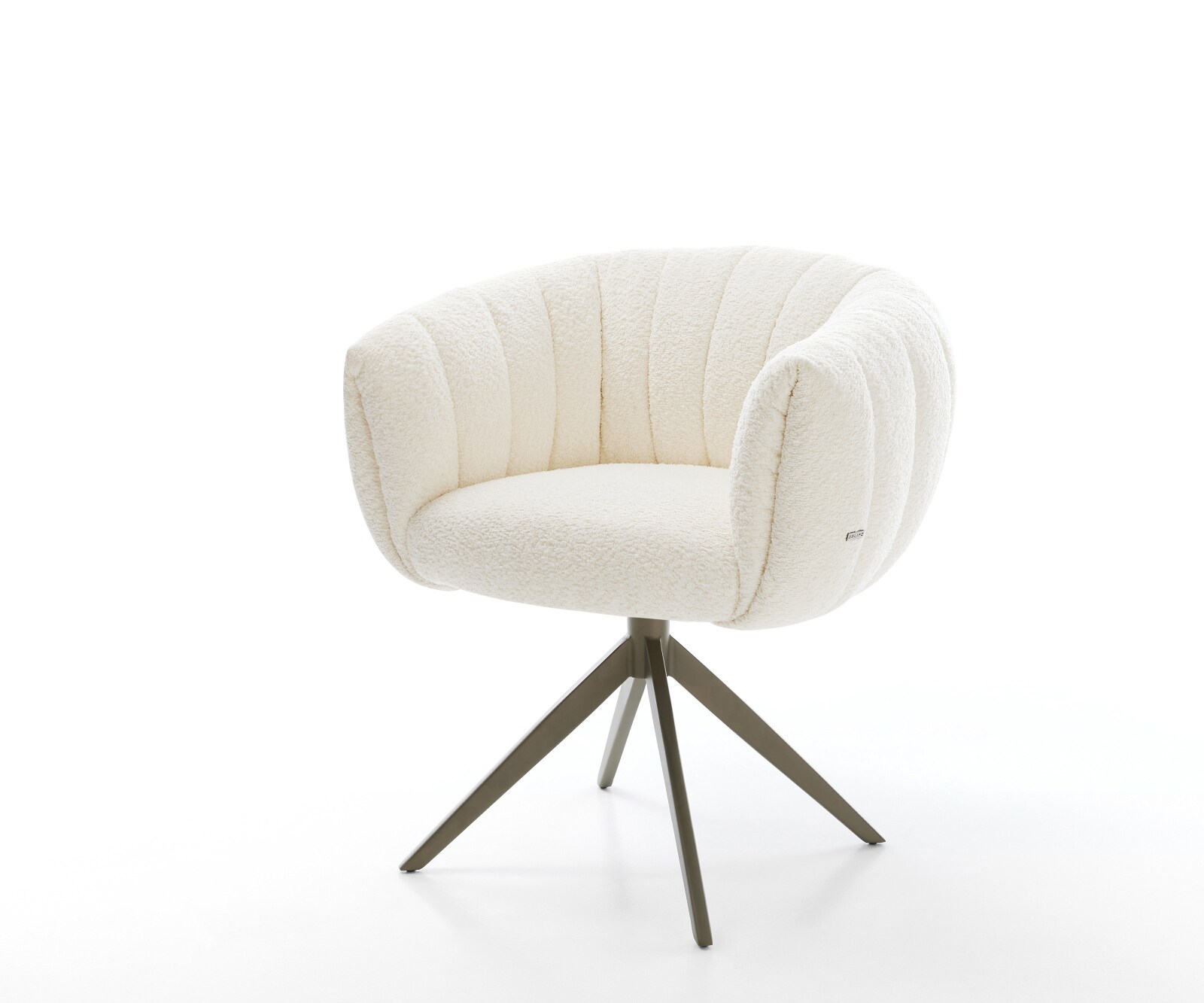 Drehstuhl Jada-Flex Bouclé Weiß Kreuzgestell breit Effektfinish Titan 360° drehbar Wippfunktion Taschenfederkern