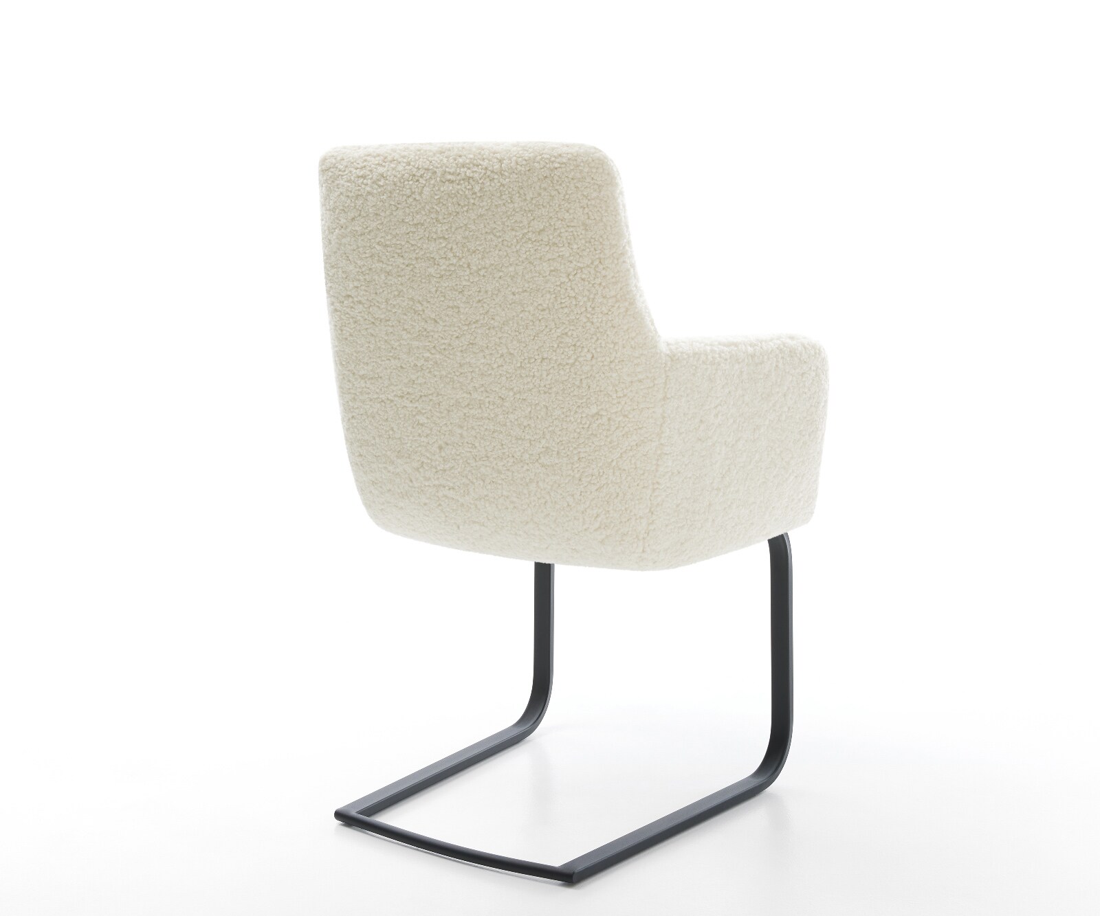 Freischwinger Heira-Flex mit Armlehnen Teddystoff Beige Freischwinger flach Schwarz Taschenfederkern 4