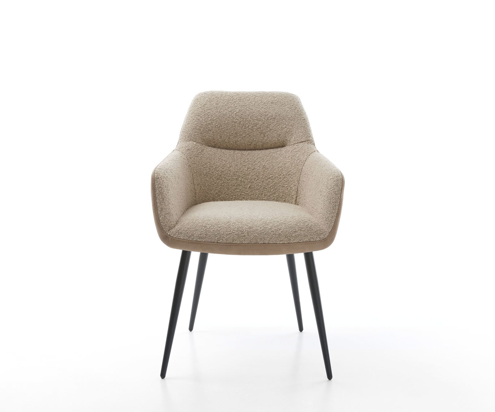 Chaise-de-salle-à-manger Pejo-Flex tissu mixte couleur boue 4 pieds coniques noir ressorts ensachés 1