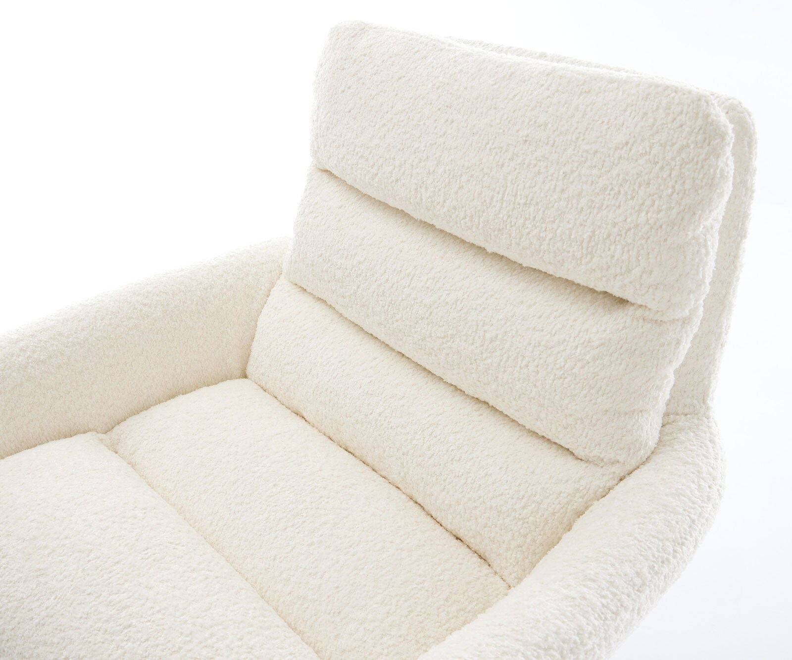 Chaise-pivotante Abelia-Flex mit Armlehnen bouclé blanc pied croisé large grafiete pivotement sur 360° fonction bascule 3