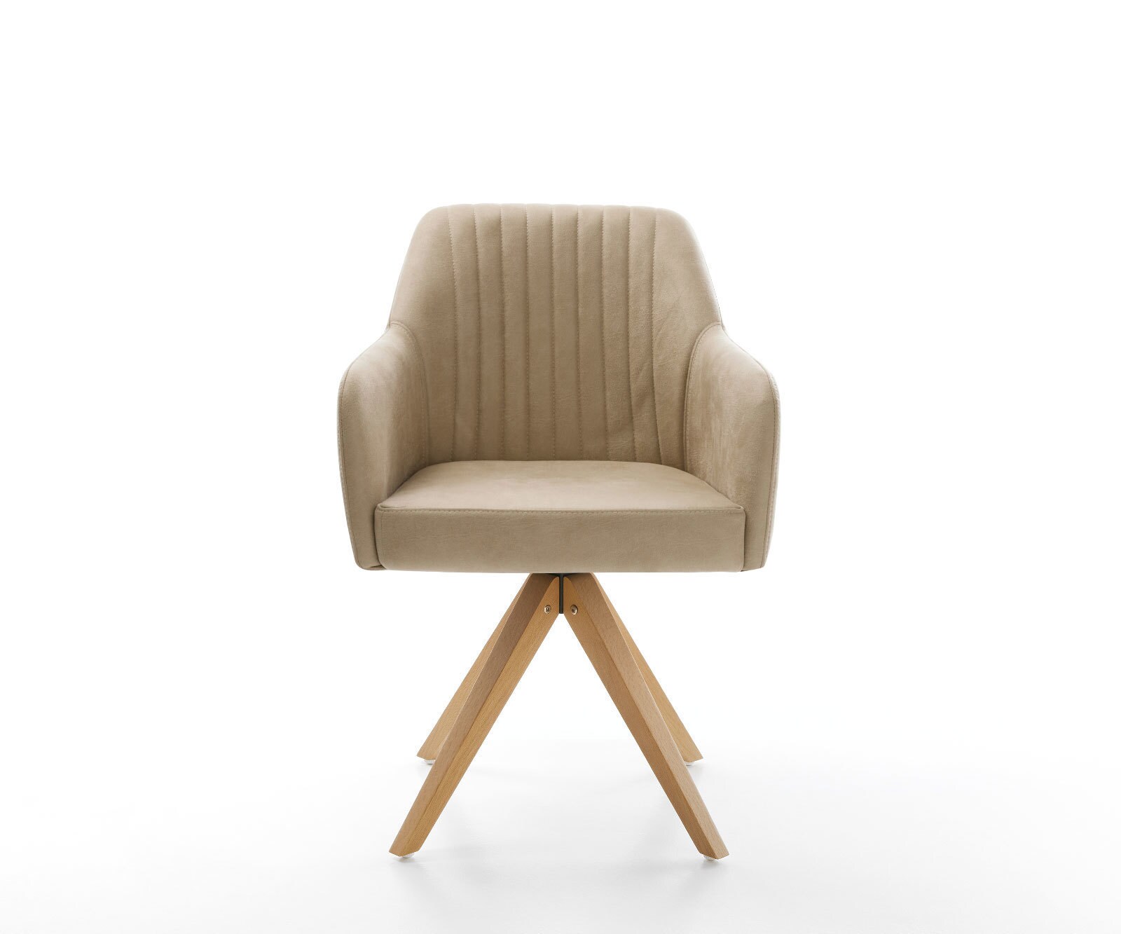 Chaise-de-salle-à-manger Greg-Flex microvelours beige vintage pied en bois angulaire naturel ressorts ensachés 1