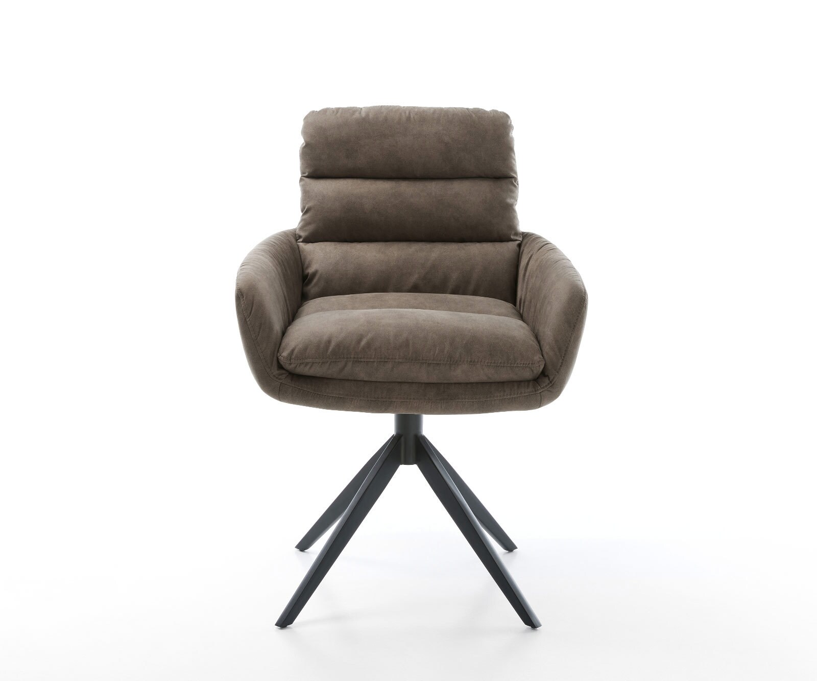 Chaise-pivotante Abelia-Flex microvelours taupe vintage pied croisé large noir pivotement sur 360° fonction bascule 1