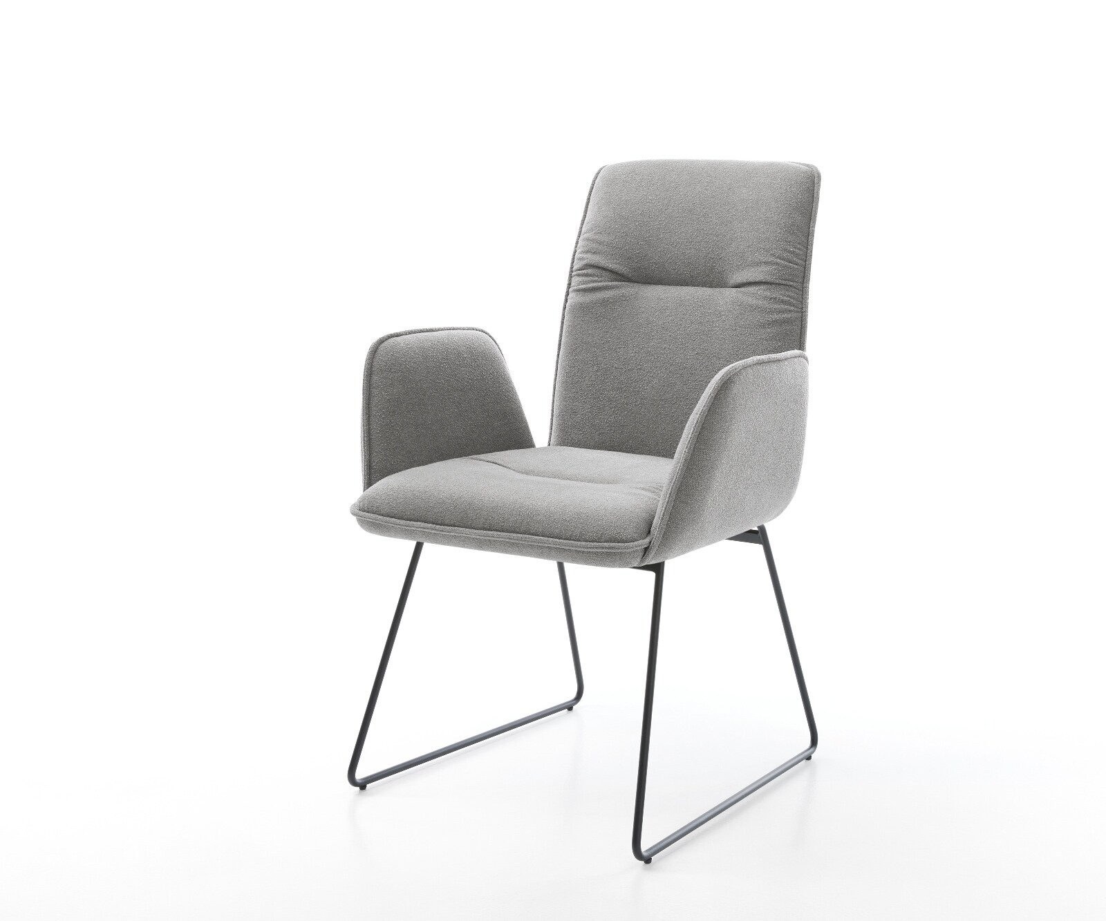 Esszimmerstuhl Vinja-Flex Strukturstoff Soft Grau Kufengestell Schwarz 1