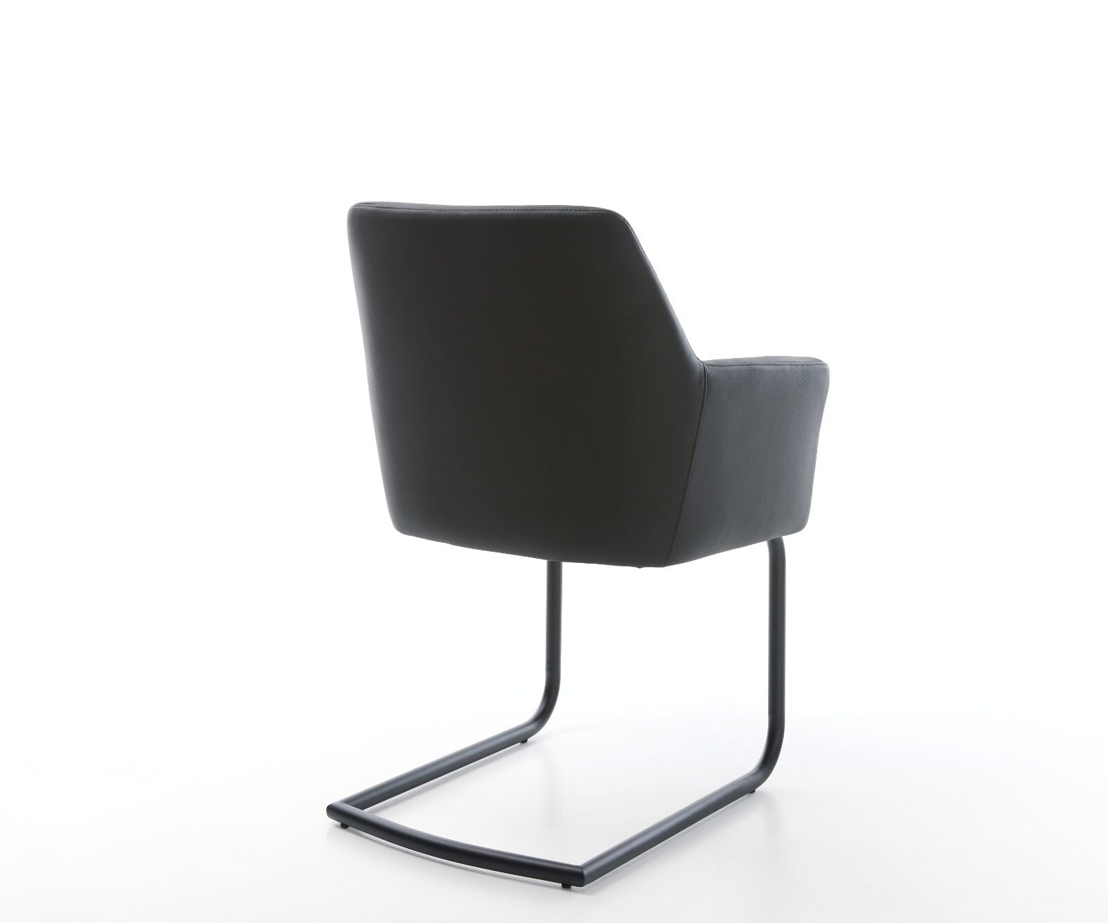 Cantilever Xana-Flex avec accoudoirs cuir de vache noir pied cantilever rond noir ressorts ensachés 4