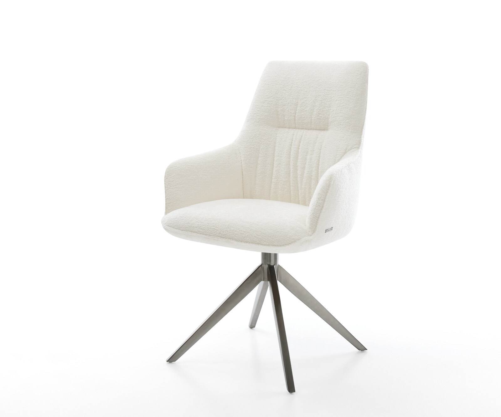 Drehstuhl Zelia-Flex mit Armlehnen Bouclé Soft Beige Kreuzgestell breit Graphit 360° drehbar Wippfunktion Taschenfederkern 1