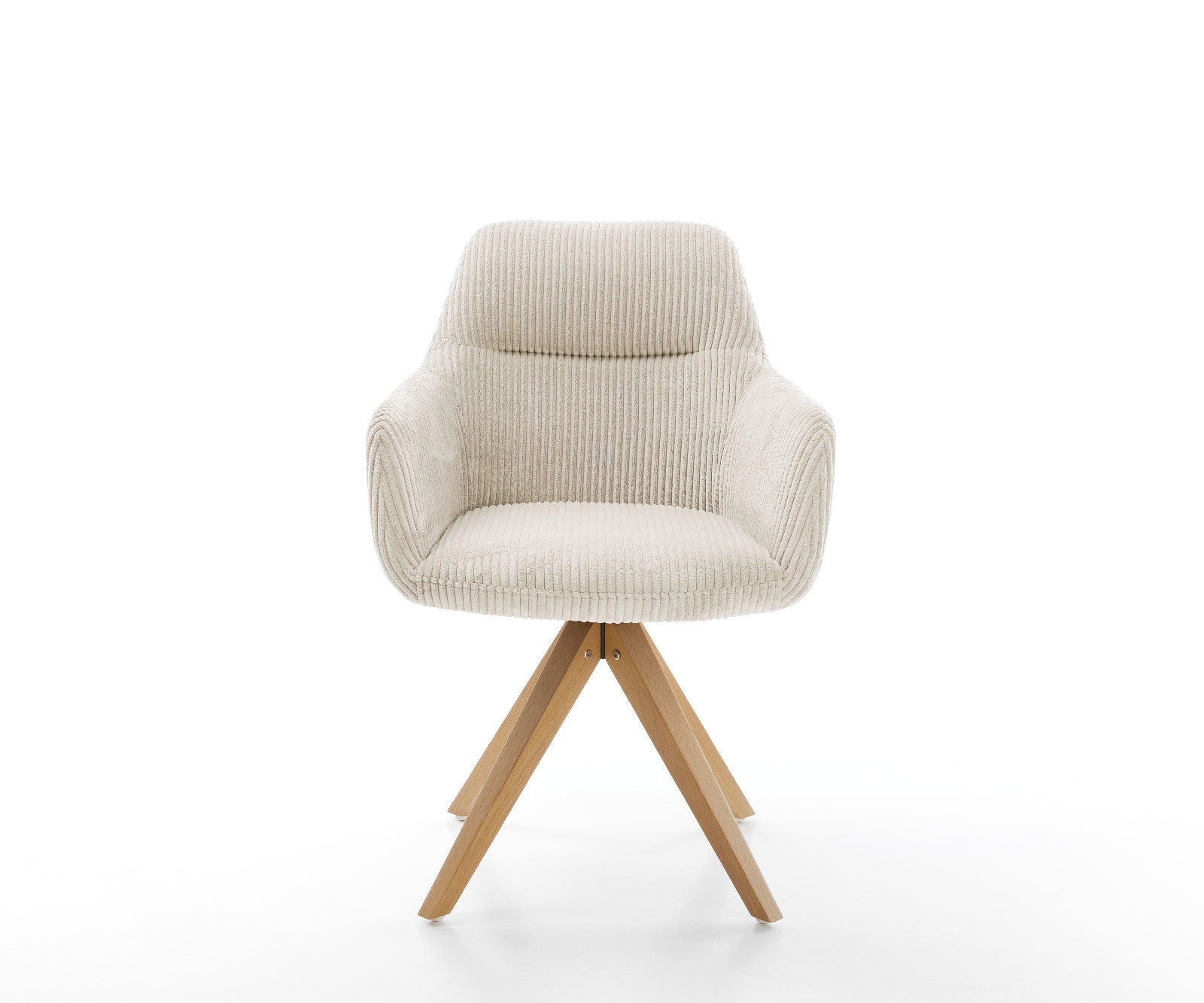 Polsterstuhl Pejo-Flex Holzgestell kantig Natur Cord Beige 360° drehbar Taschenfederkern