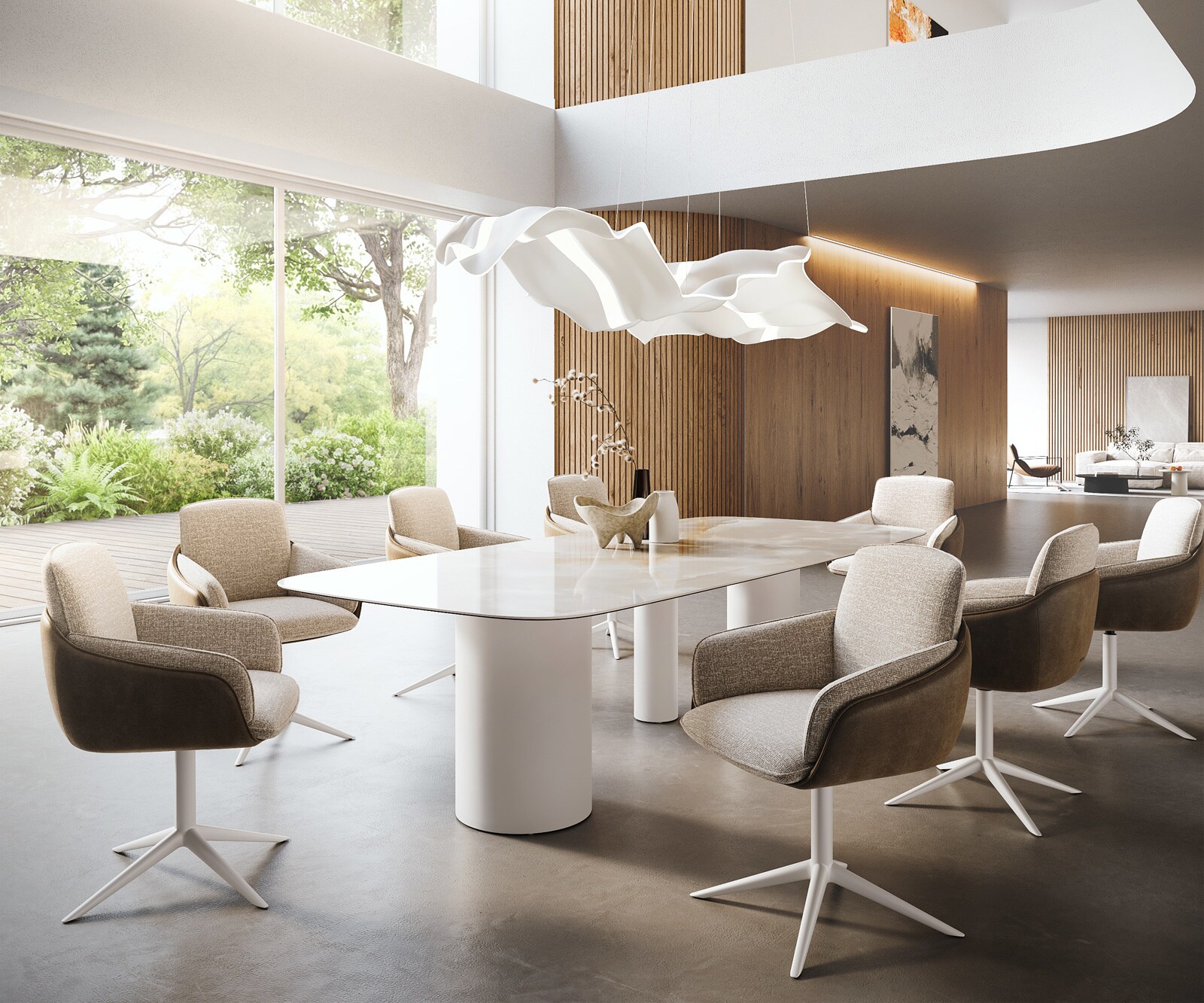 Esstisch Edge Boot 270x120 cm Keramik Iris FMG Onice Grigio Troa Metall Weiß 6