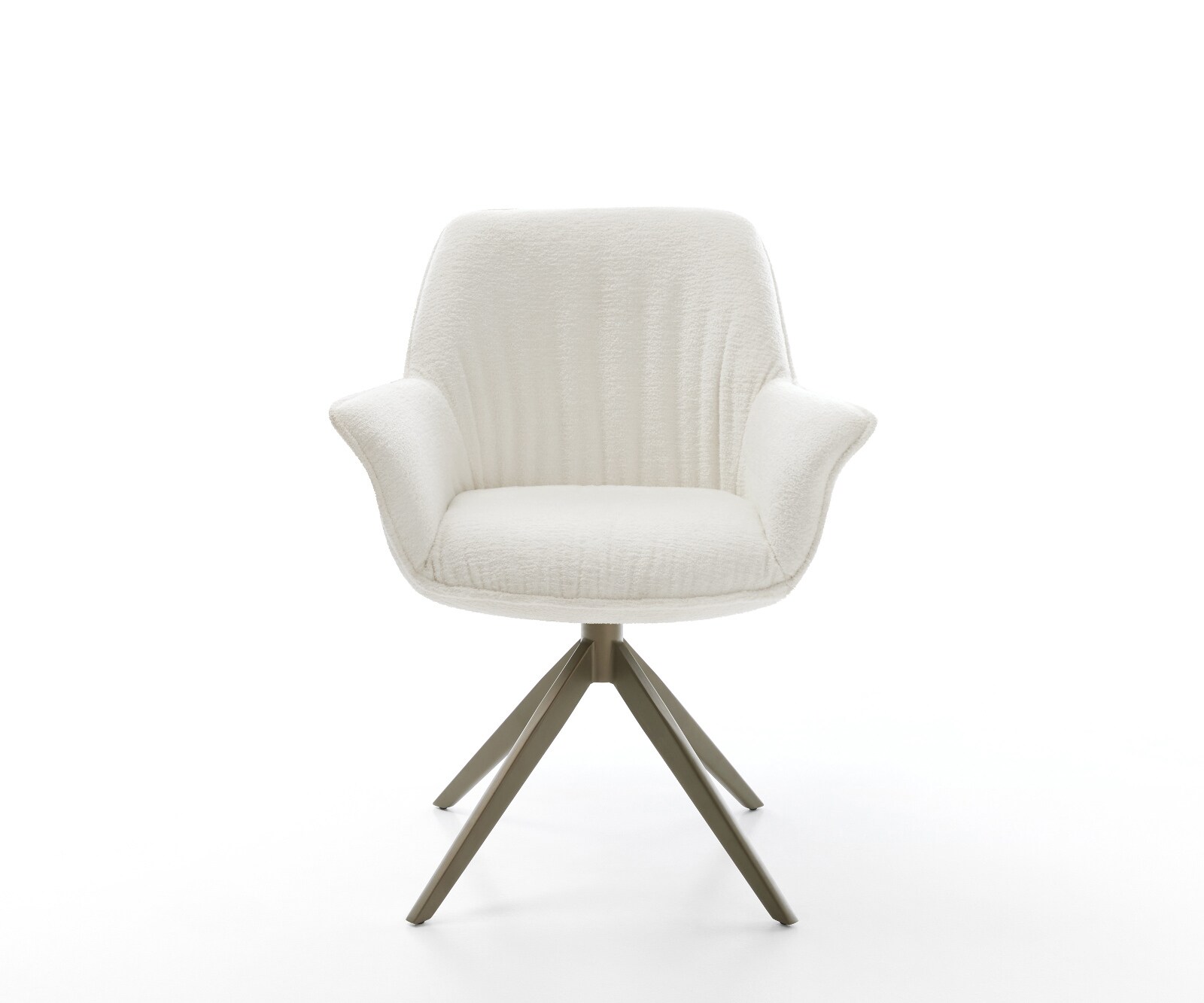 Drehstuhl Keila-Flex mit Armlehnen Bouclé Soft Beige Kreuzgestell breit Effektfinish Titan 360° drehbar Wippfunktion 2