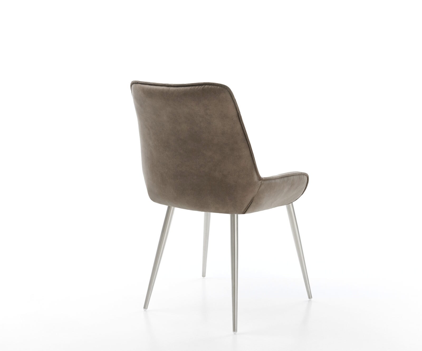 Chaise-de-salle-à-manger Taimi-Flex microvelours taupe vintage 4 pieds coniques acier inoxydable brossé 4