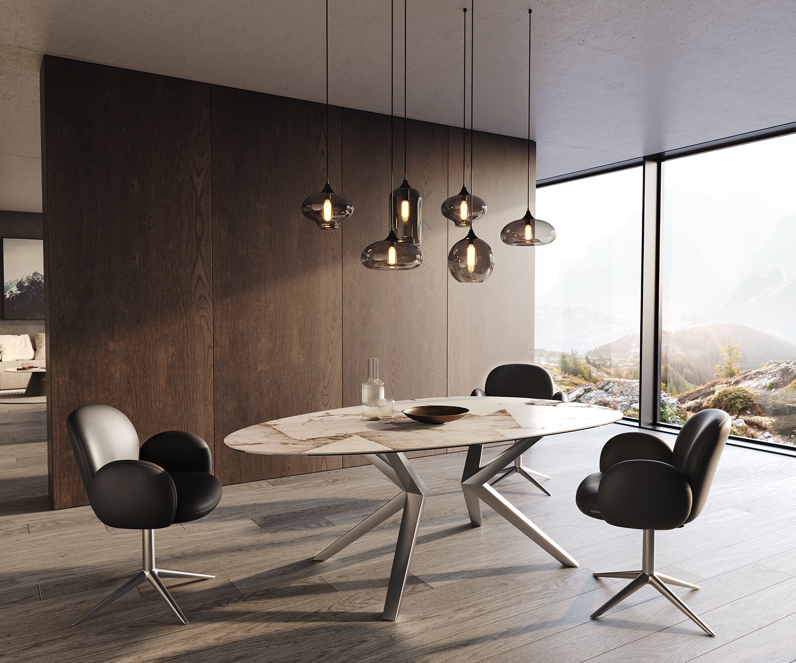 Table à manger Edge Ovale 220x120 Céramique Iris FMG Patagonia Lappato Zenthara anguleux Acier inoxydable 5