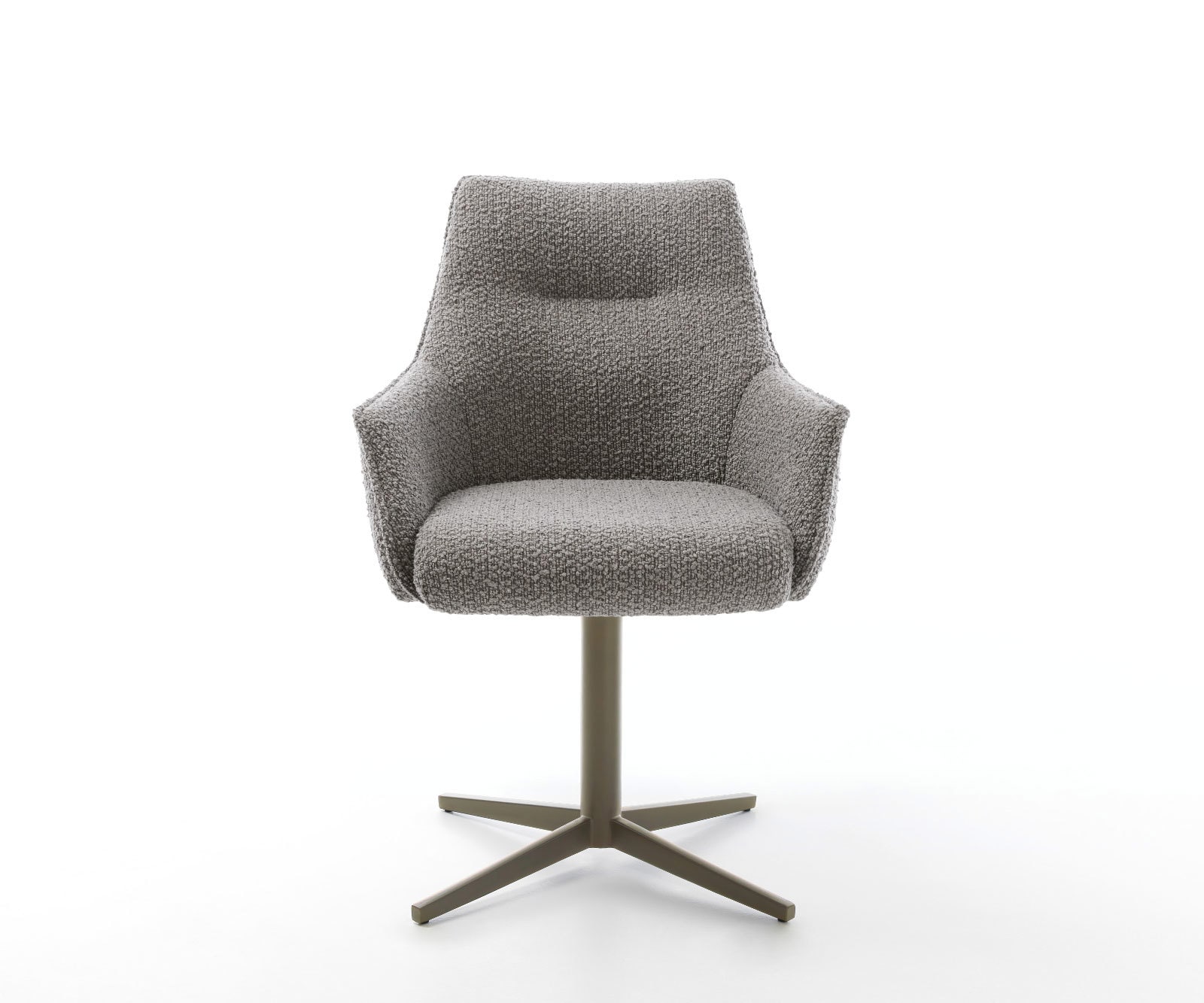 Chaise-pivotante Alja-Flex avec accoudoirs bouclé gris argenté pied de chaise 4 branches aspect titane pivotement sur 360° ressorts ensachés 2 Chaise-pivotante Alja-Flex avec accoudoirs bouclé gris argenté pied de chaise 4 branches aspect titane pivotement sur 360° ressorts ensachés 2