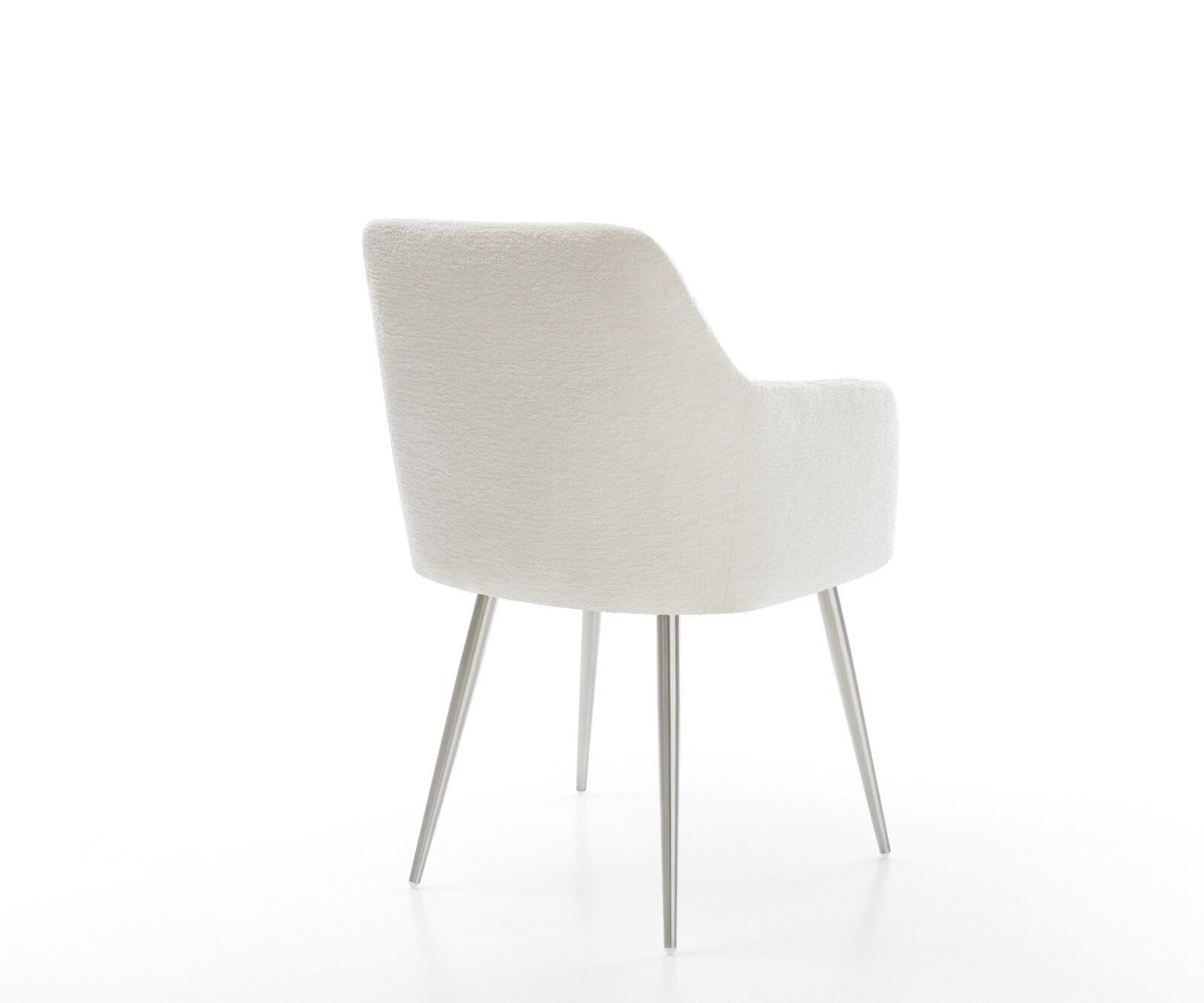 Chaise-de-salle-à-manger Greg-Flex bouclé doux beige 4 pieds coniques acier inoxydable resorts ensachés 4