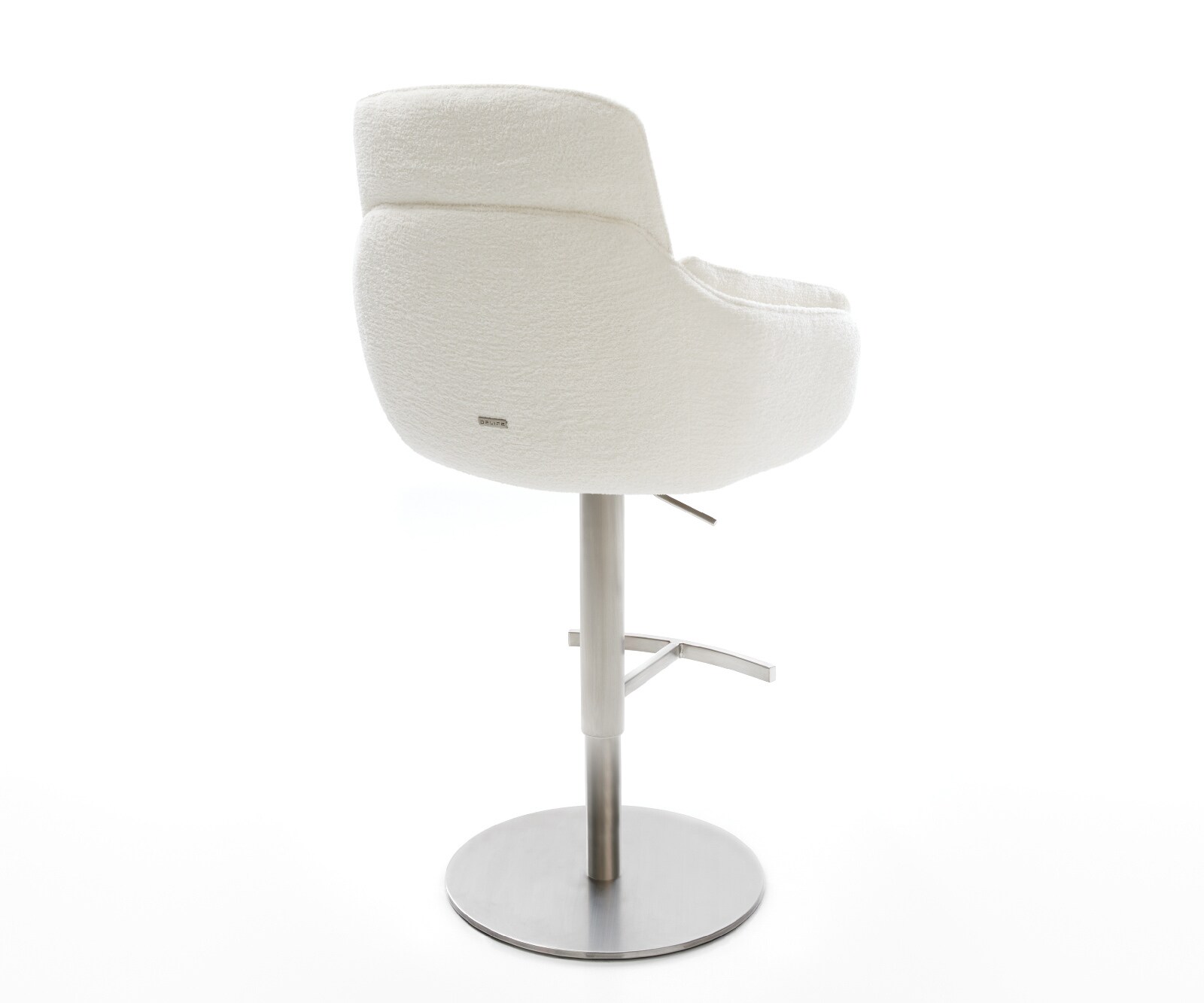 Chaise-de-bar Luan-Flex Bouclé doux Beige Pied pivotant réglable en hauteur en acier inoxydable Argent 5