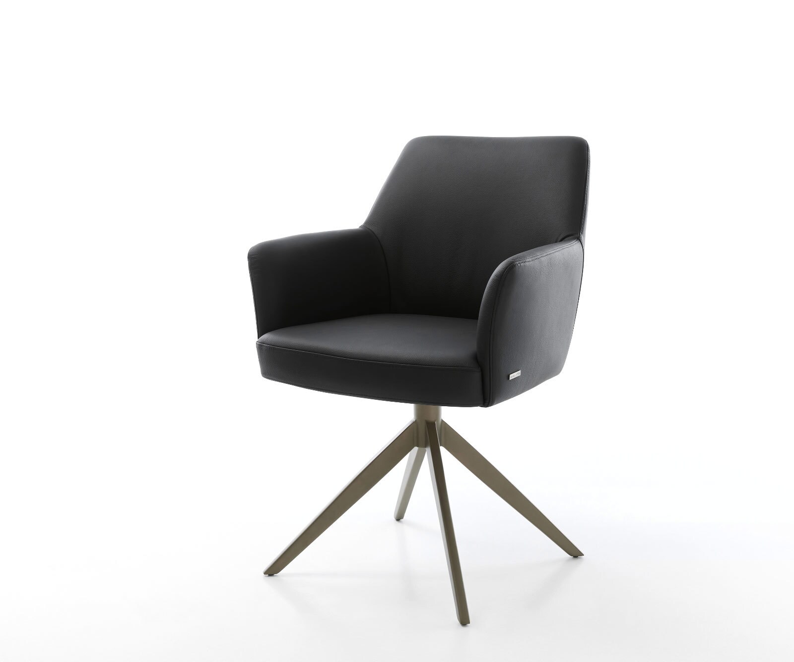 Chaise-pivotante Xana-Flex cuir de vache noir pied croisé large aspect titane pivotement sur 360° fonction bascule ressorts ensachés