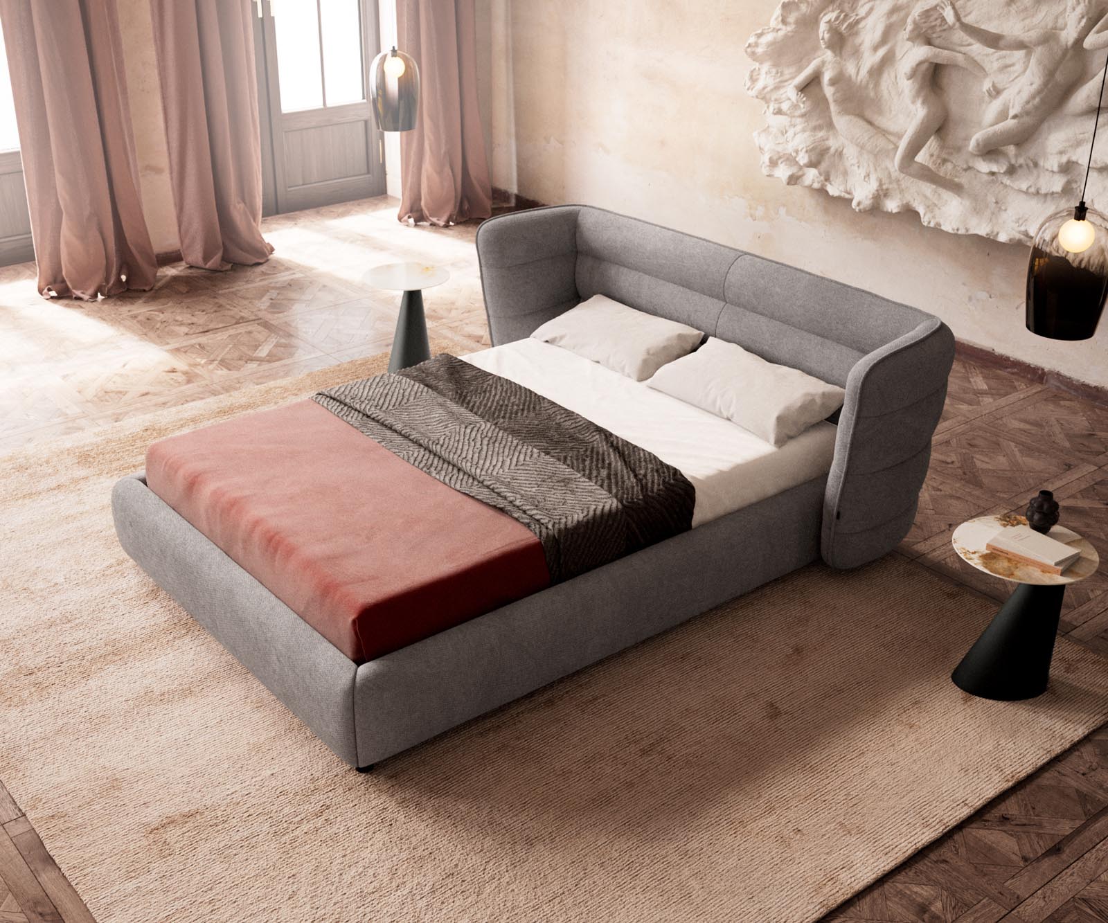 Polsterbettgestell Simea 140x200 cm Mikrofaser Grau 3