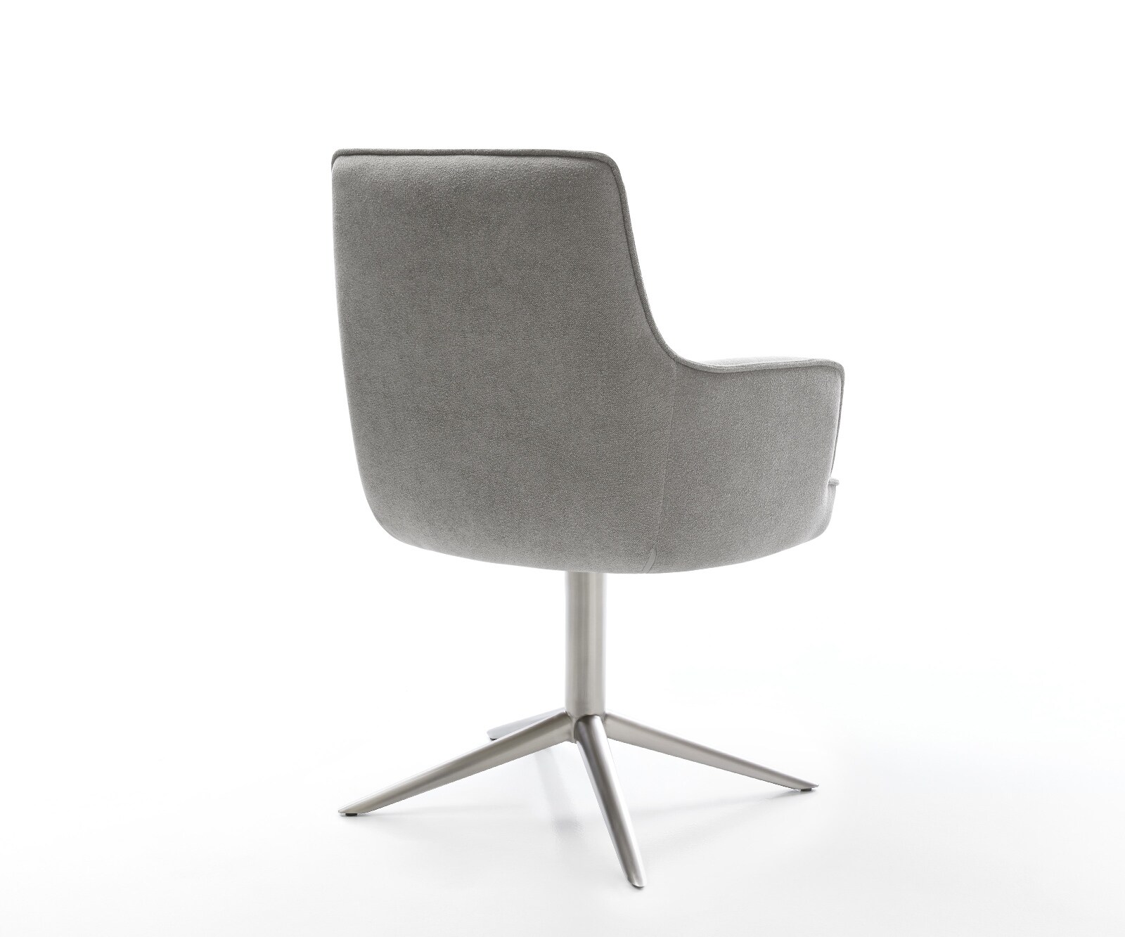 Chaise-pivotante Heira-Flex avec accoudoirs tissu structuré doux gris pied de chaise 4 branches acier inoxydable pivotement sur 360° fonction bascule resorts ensachés 5