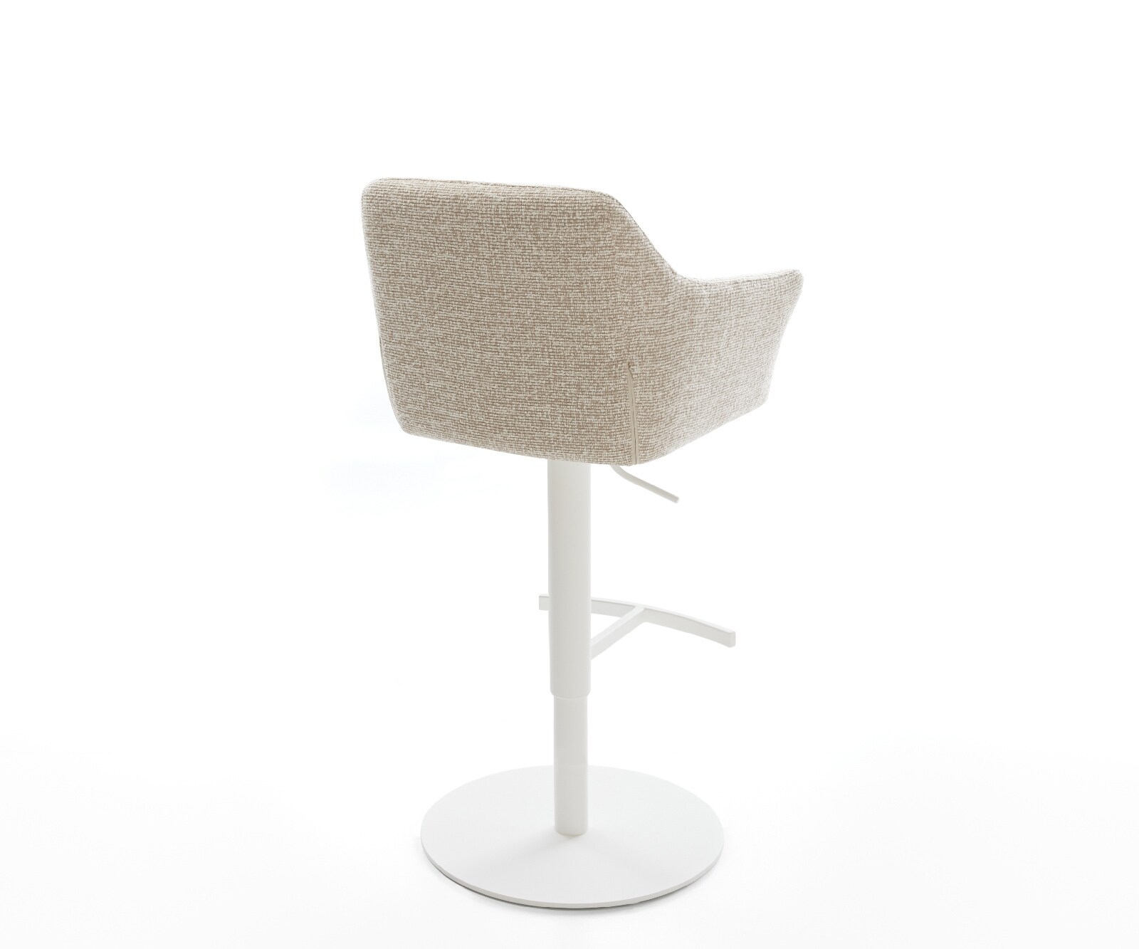 Chaise-de-bar Yulo-Flex Tissu tissé doux Beige Pied pivotant réglable en hauteur blanc Blanc 4
